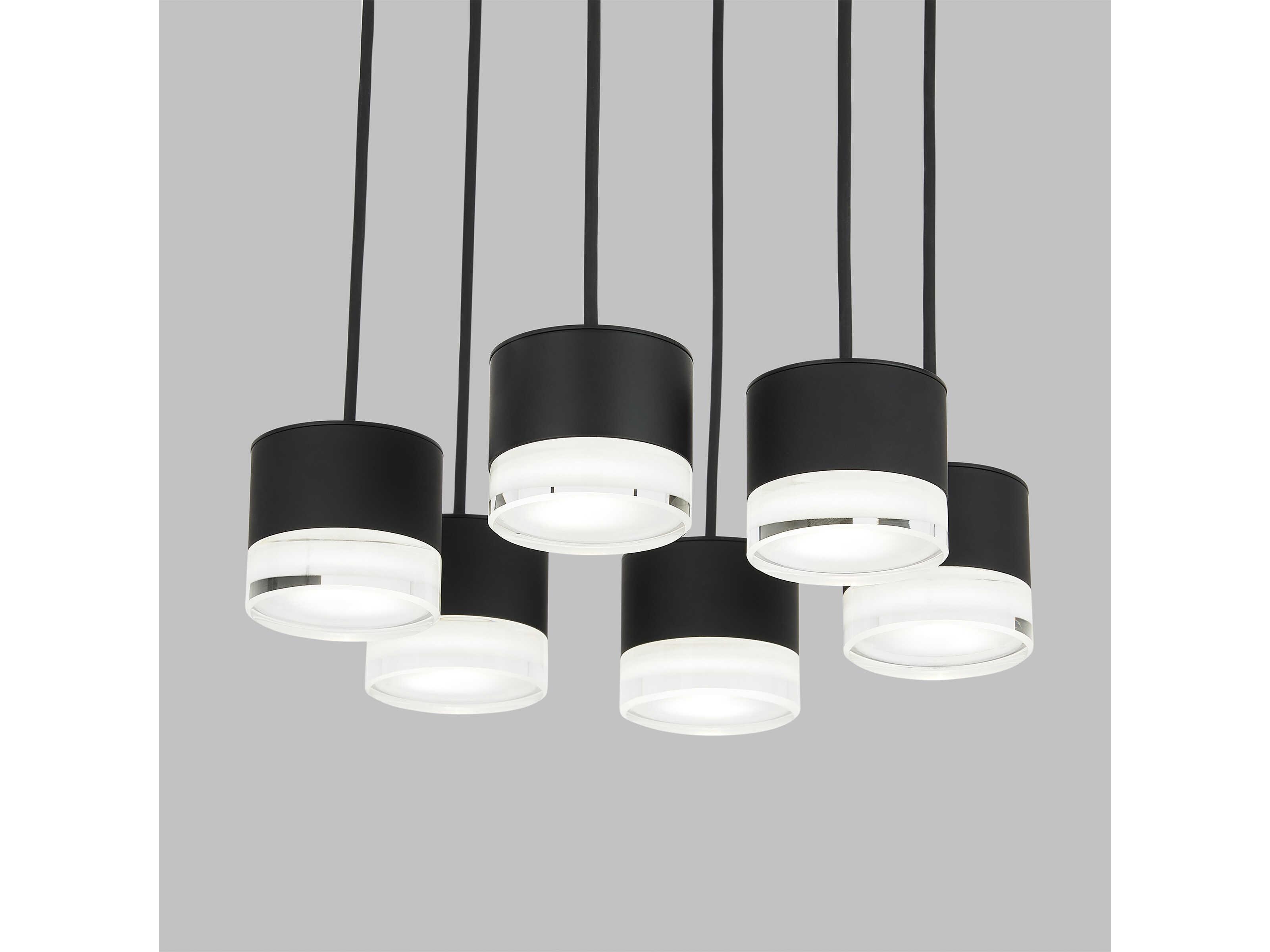 Visual Comfort Modern Gable 6-Light Nightshade Black Mini Pendant