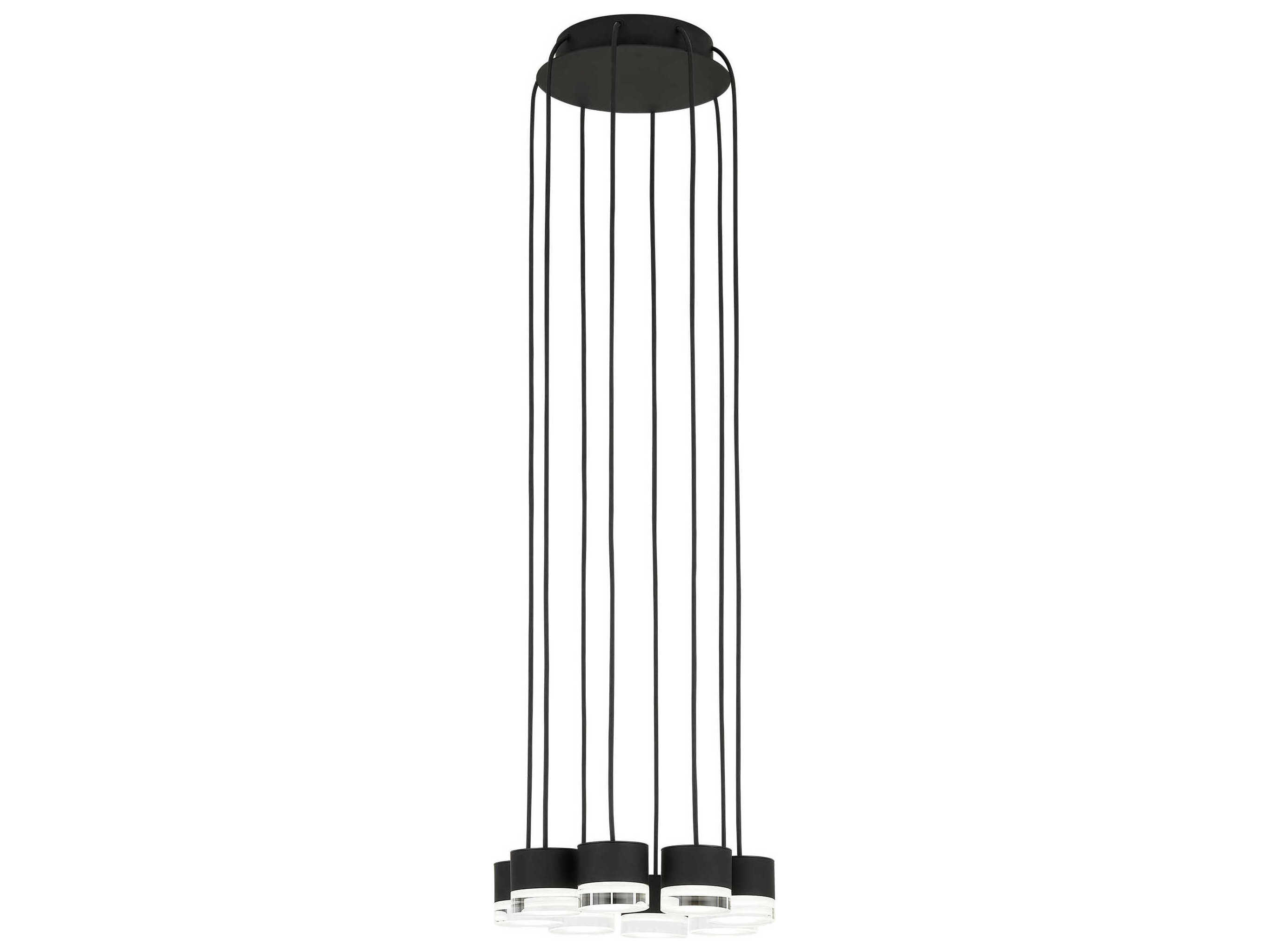 Visual Comfort Modern Gable 8-Light Nightshade Black Mini Pendant