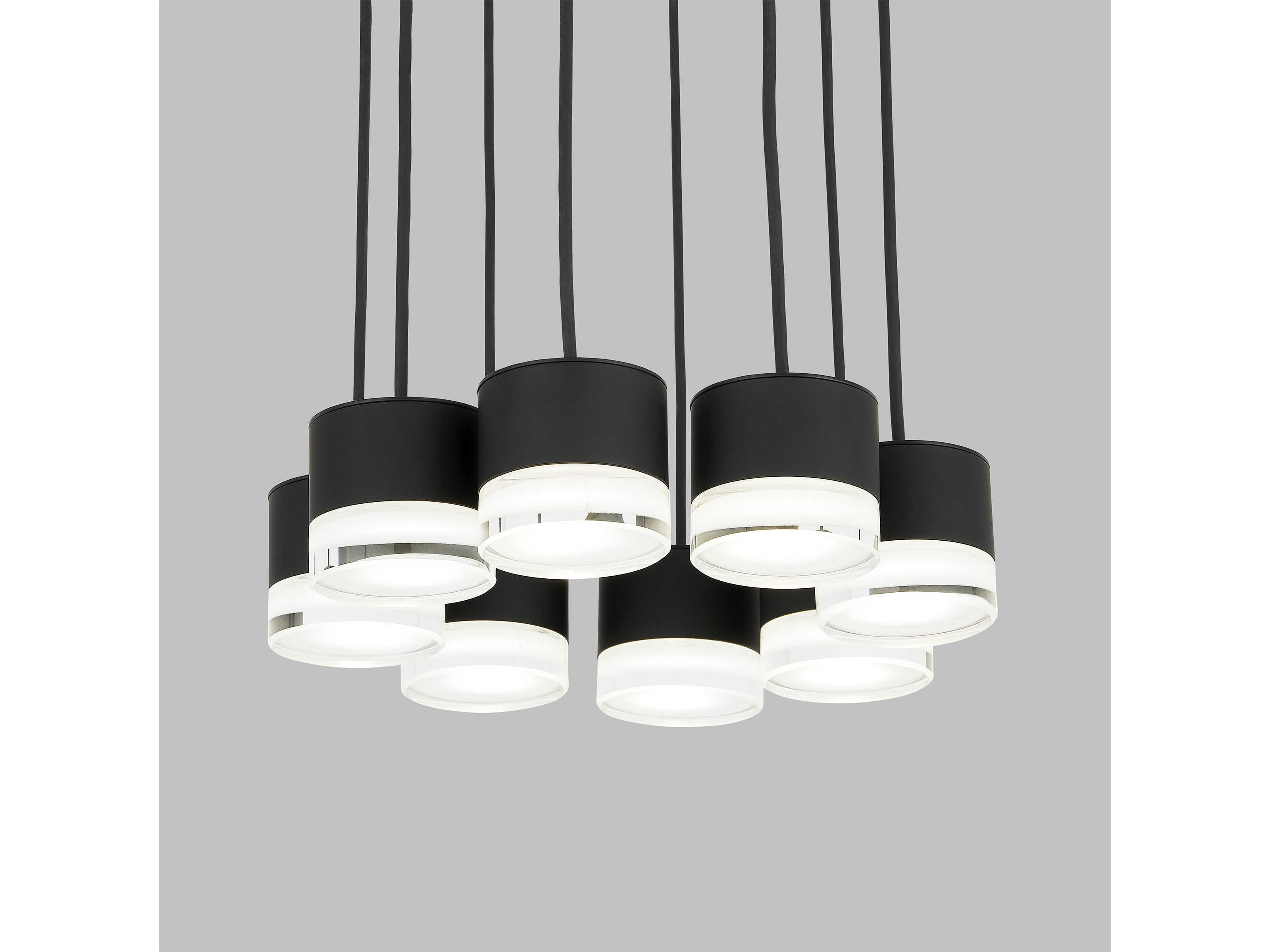 Visual Comfort Modern Gable 8-Light Nightshade Black Mini Pendant