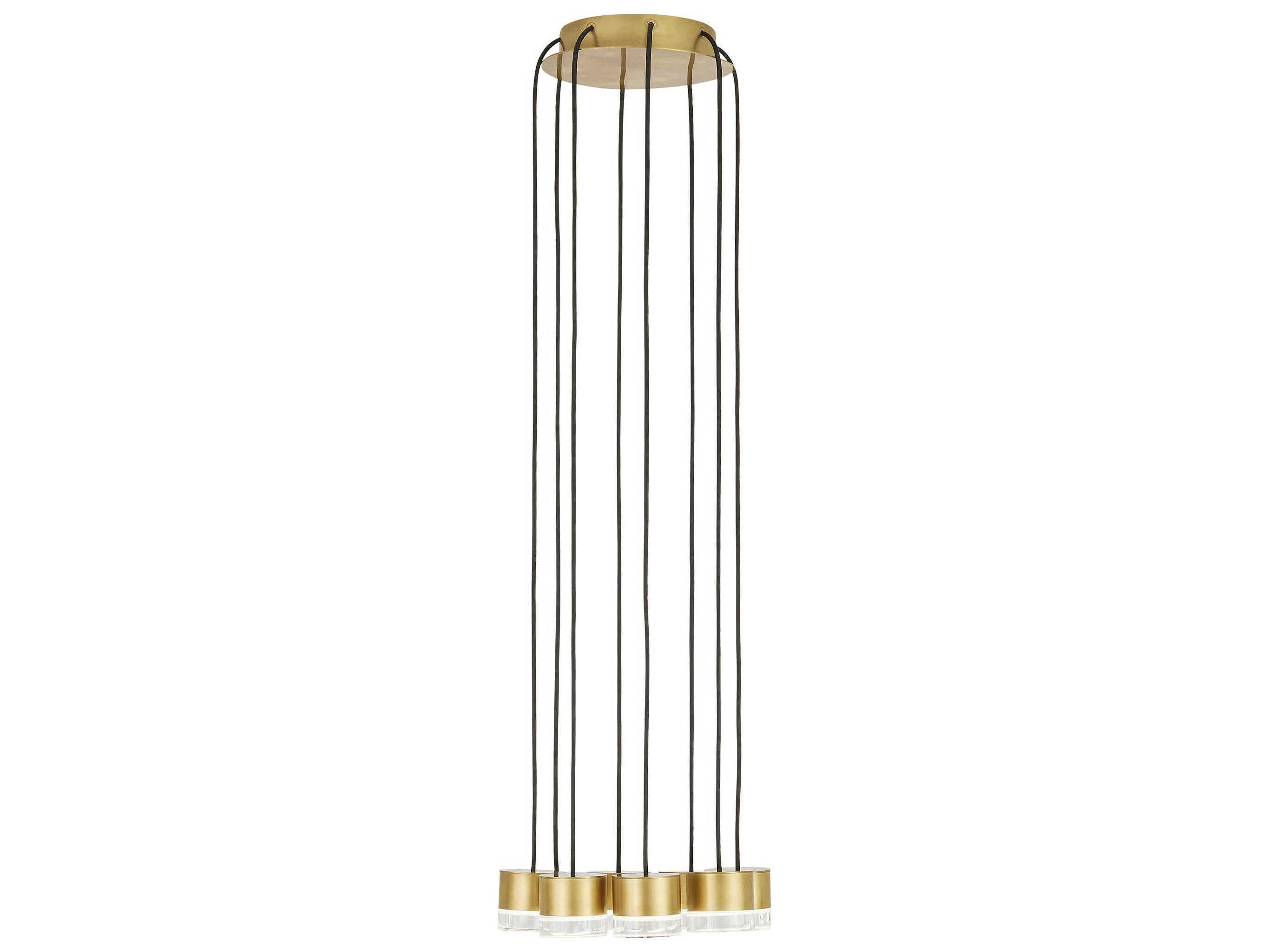 Visual Comfort Modern Gable 8-Light Natural Brass Mini Pendant