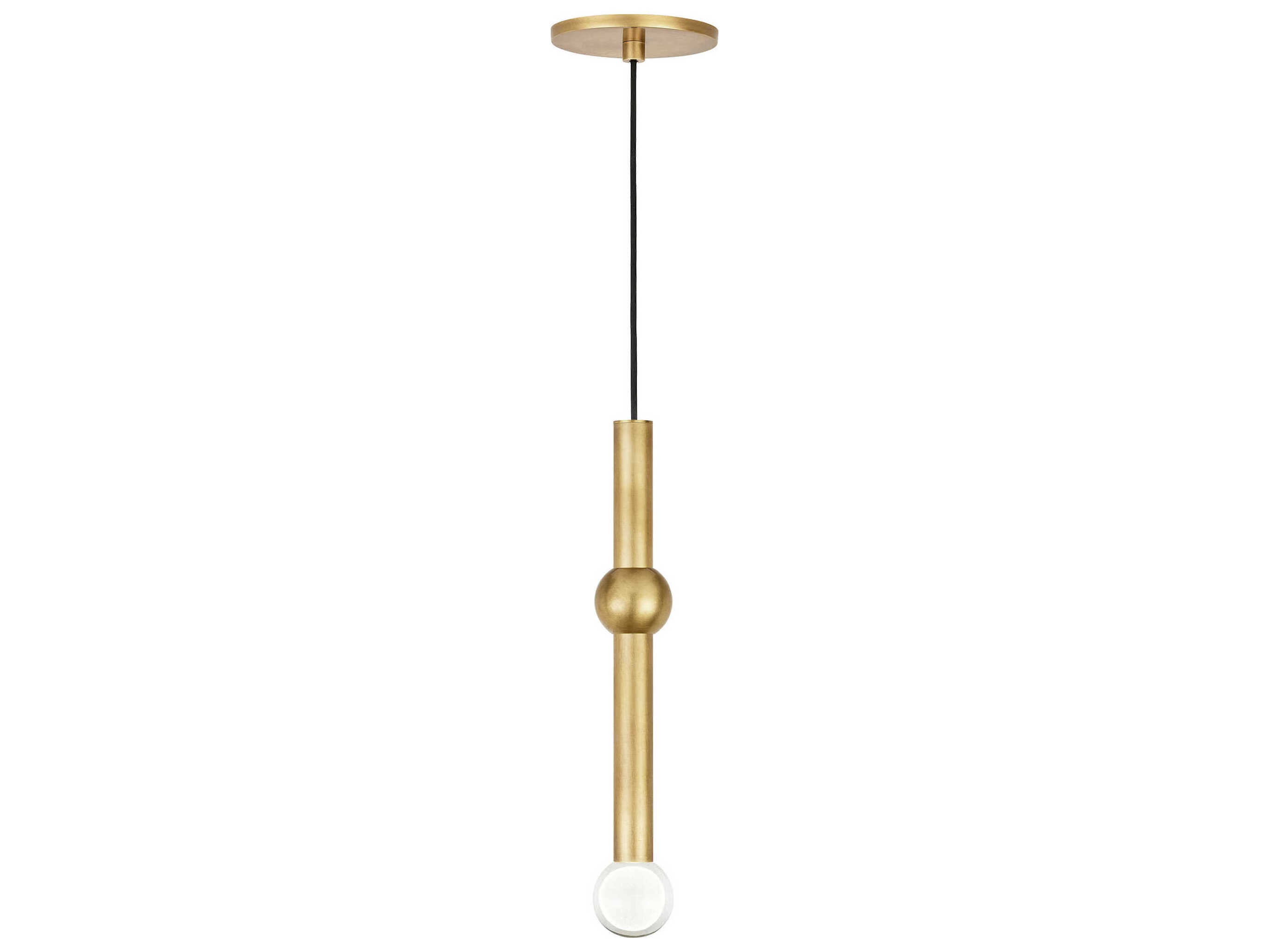 Visual Comfort Modern Guyed 1-Light Natural Brass Linear Mini Pendant