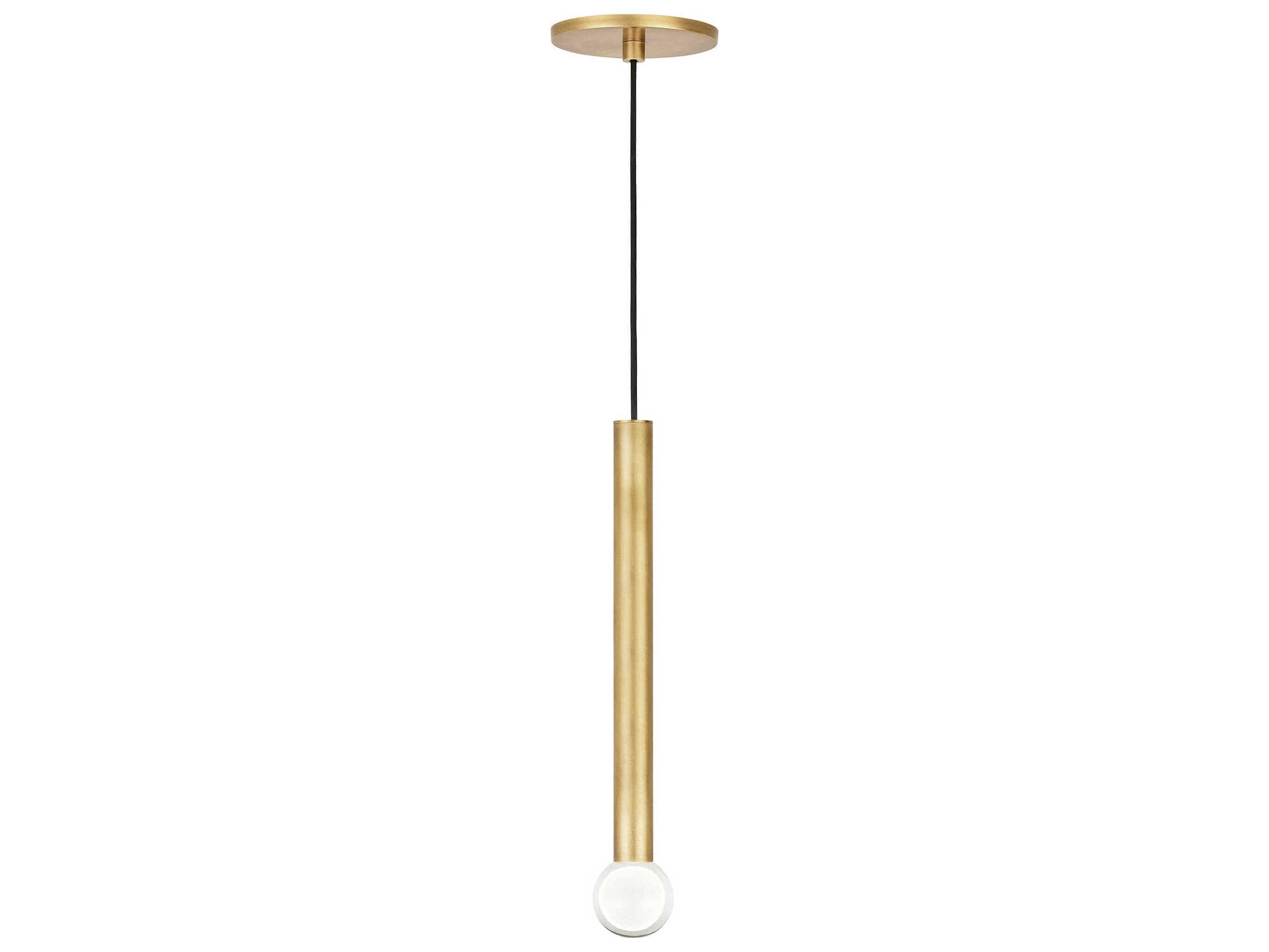 Visual Comfort Modern Guyed 1-Light Natural Brass Linear Mini Pendant
