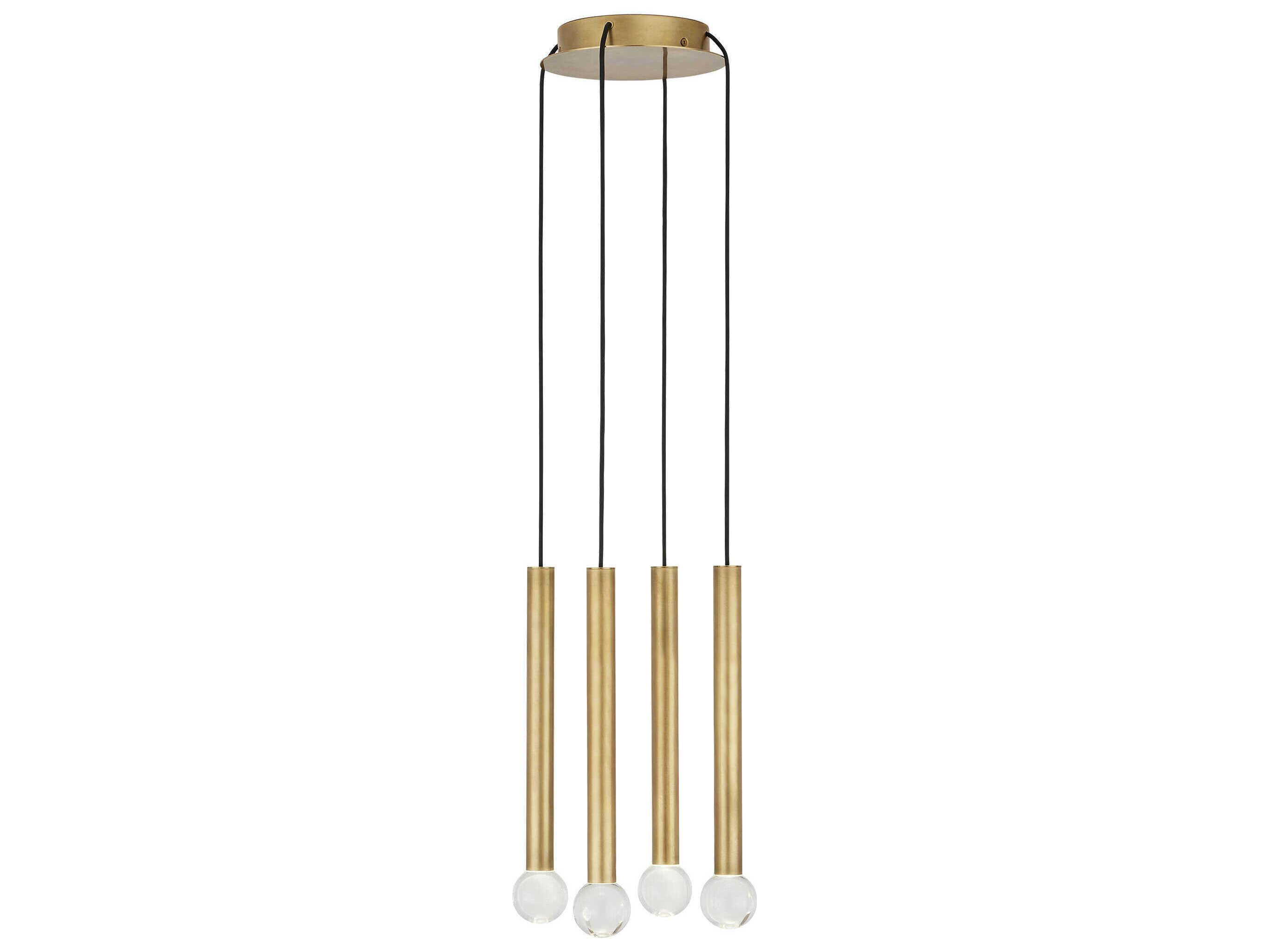 Visual Comfort Modern Guyed 4-Light Natural Brass Mini Pendant