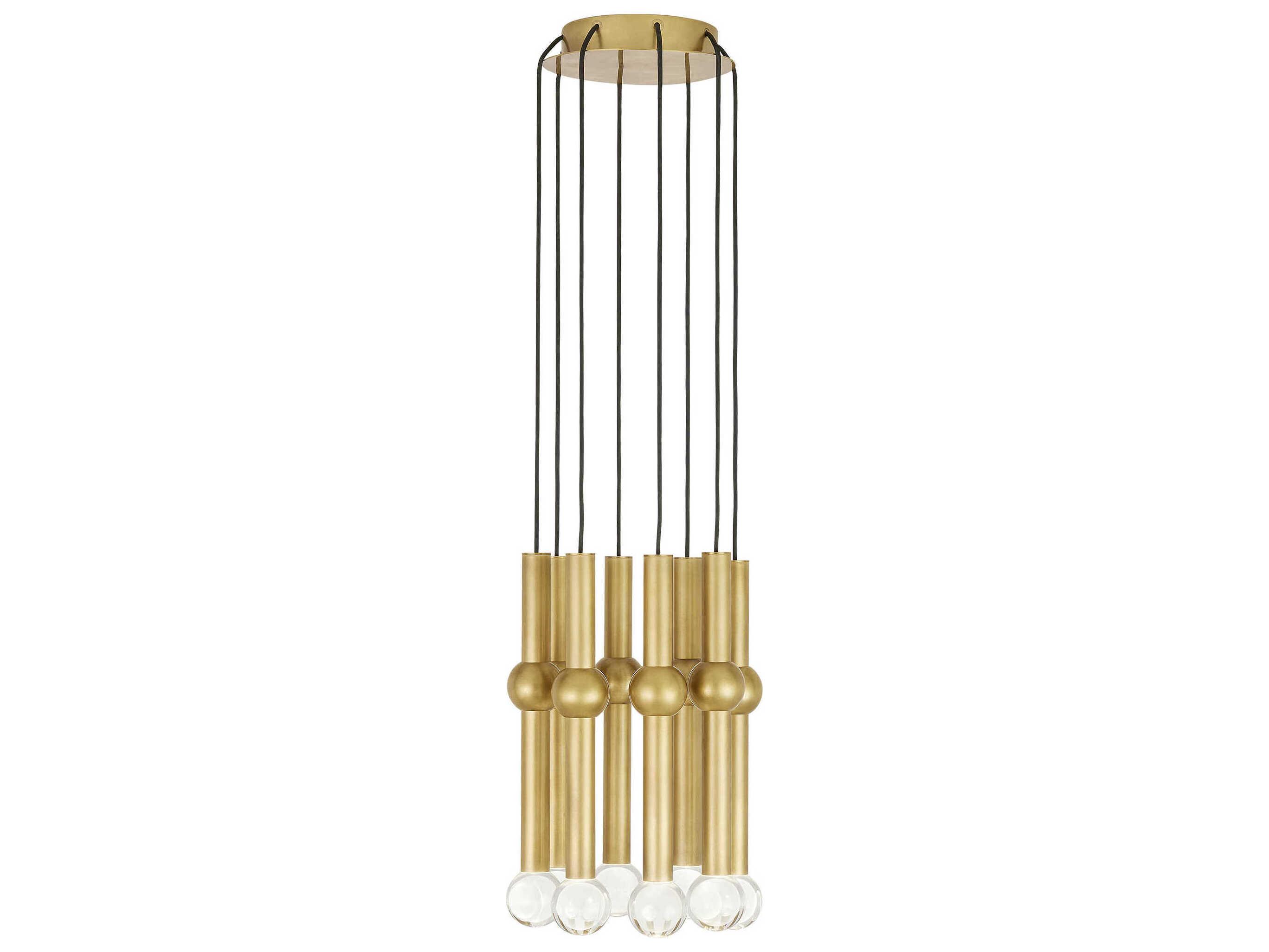 Visual Comfort Modern Guyed 8-Light Natural Brass Mini Pendant
