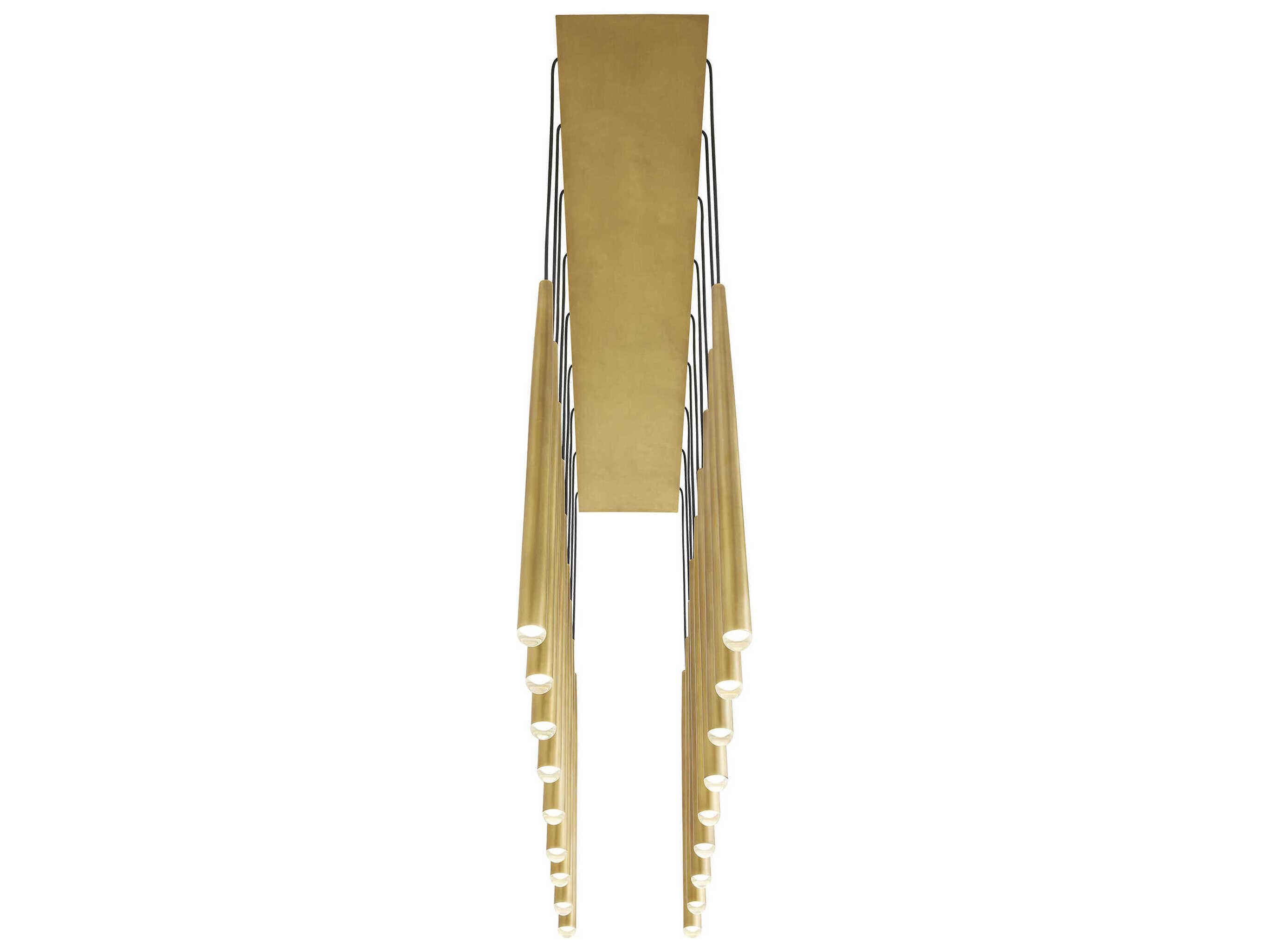 Visual Comfort Modern Pylon 18-Light Natural Brass Linear Island Pendant