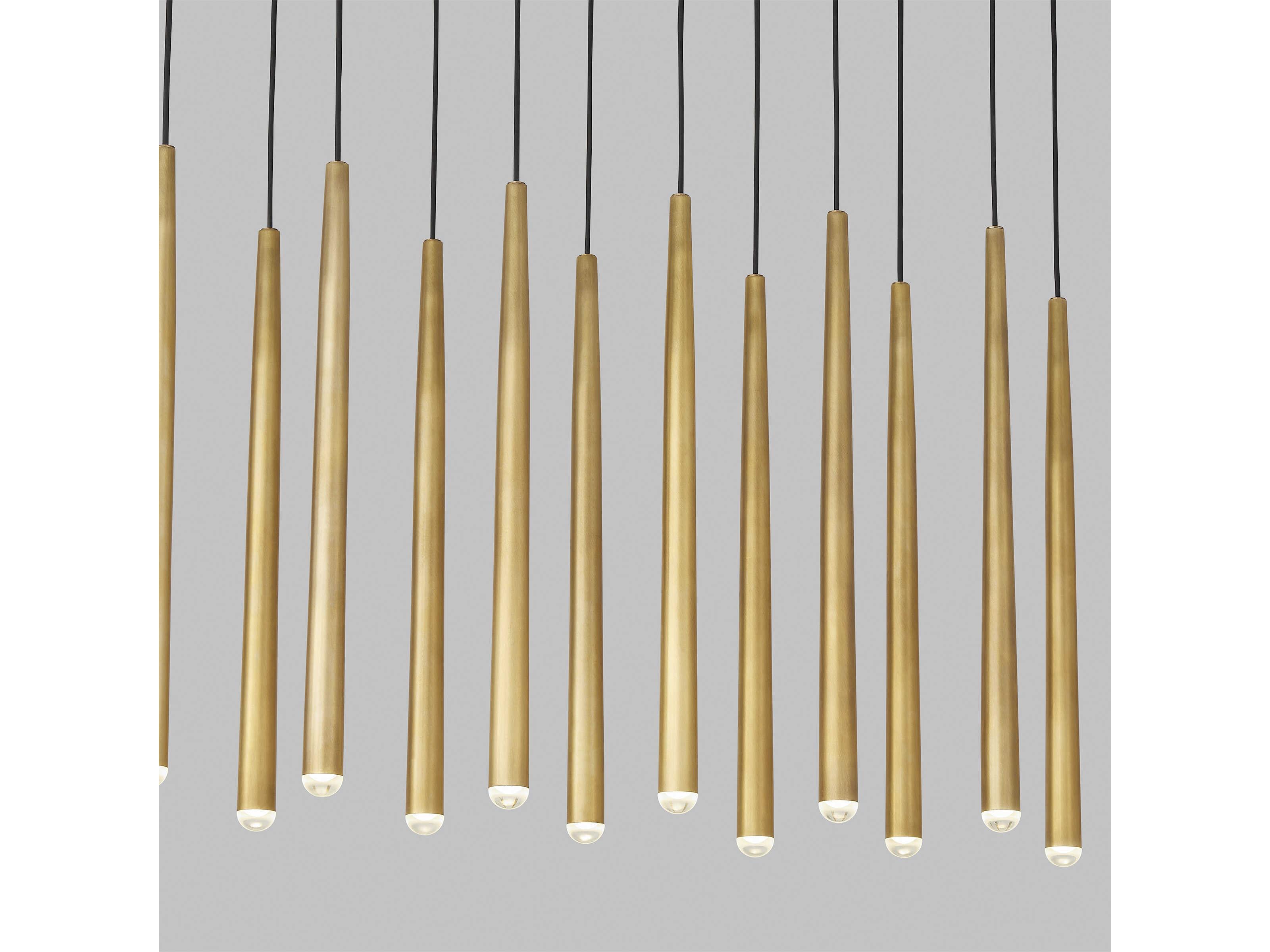 Visual Comfort Modern Pylon 18-Light Natural Brass Linear Island Pendant