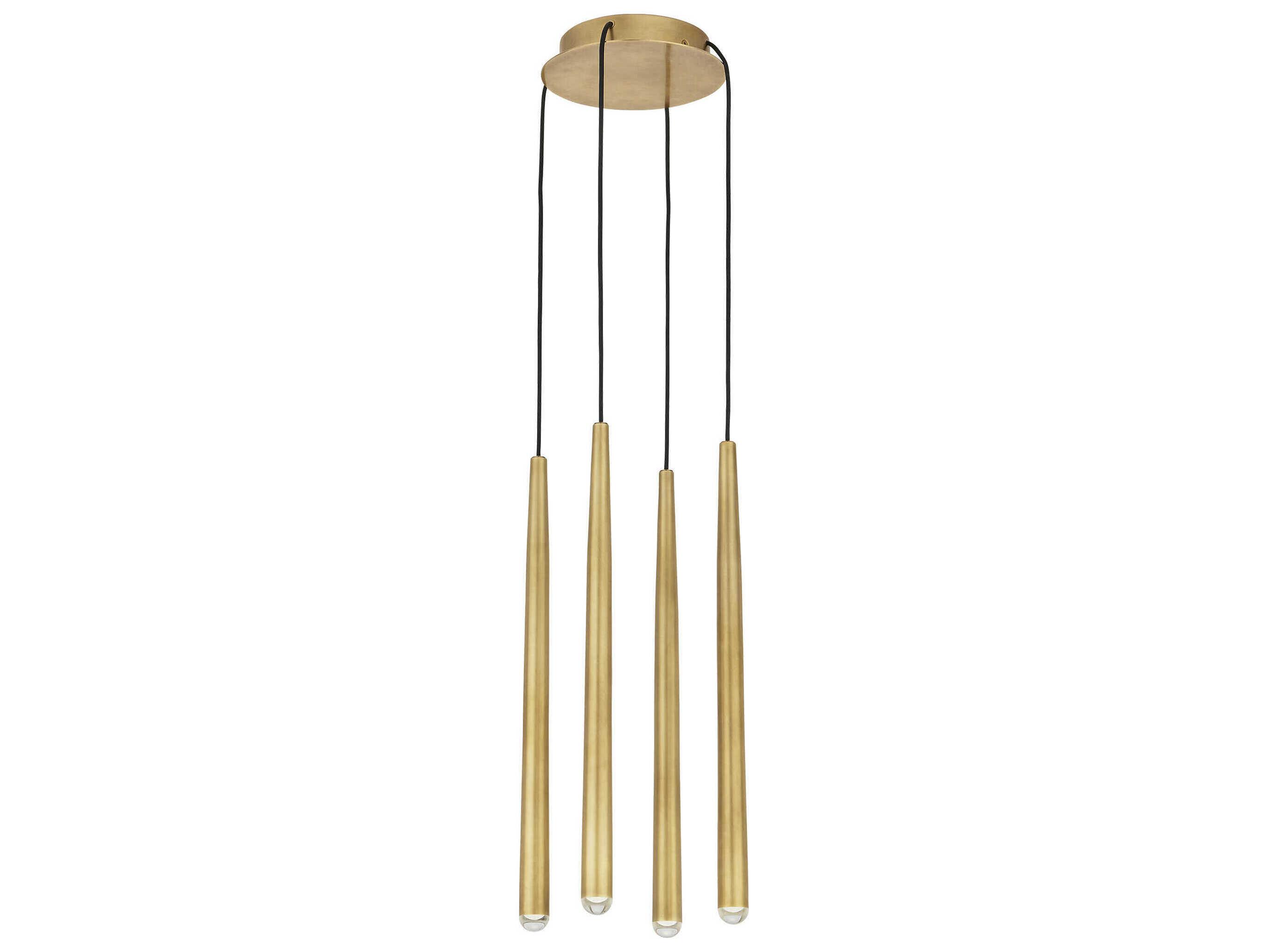 Visual Comfort Modern Pylon 4-Light Natural Brass Linear Mini Pendant