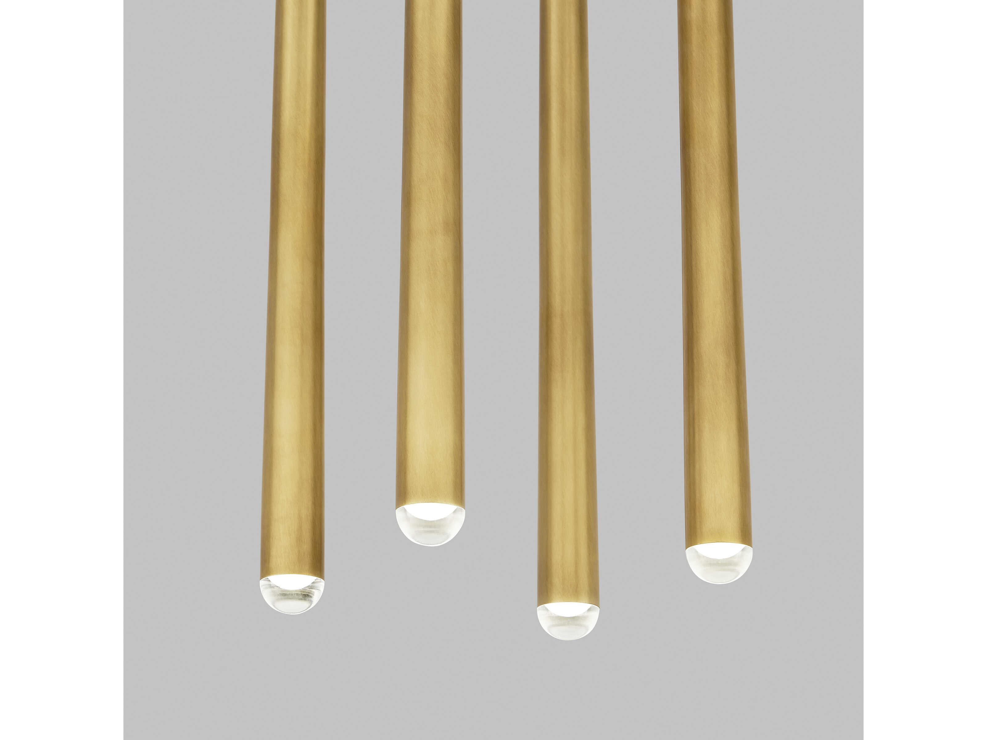 Visual Comfort Modern Pylon 4-Light Natural Brass Linear Mini Pendant
