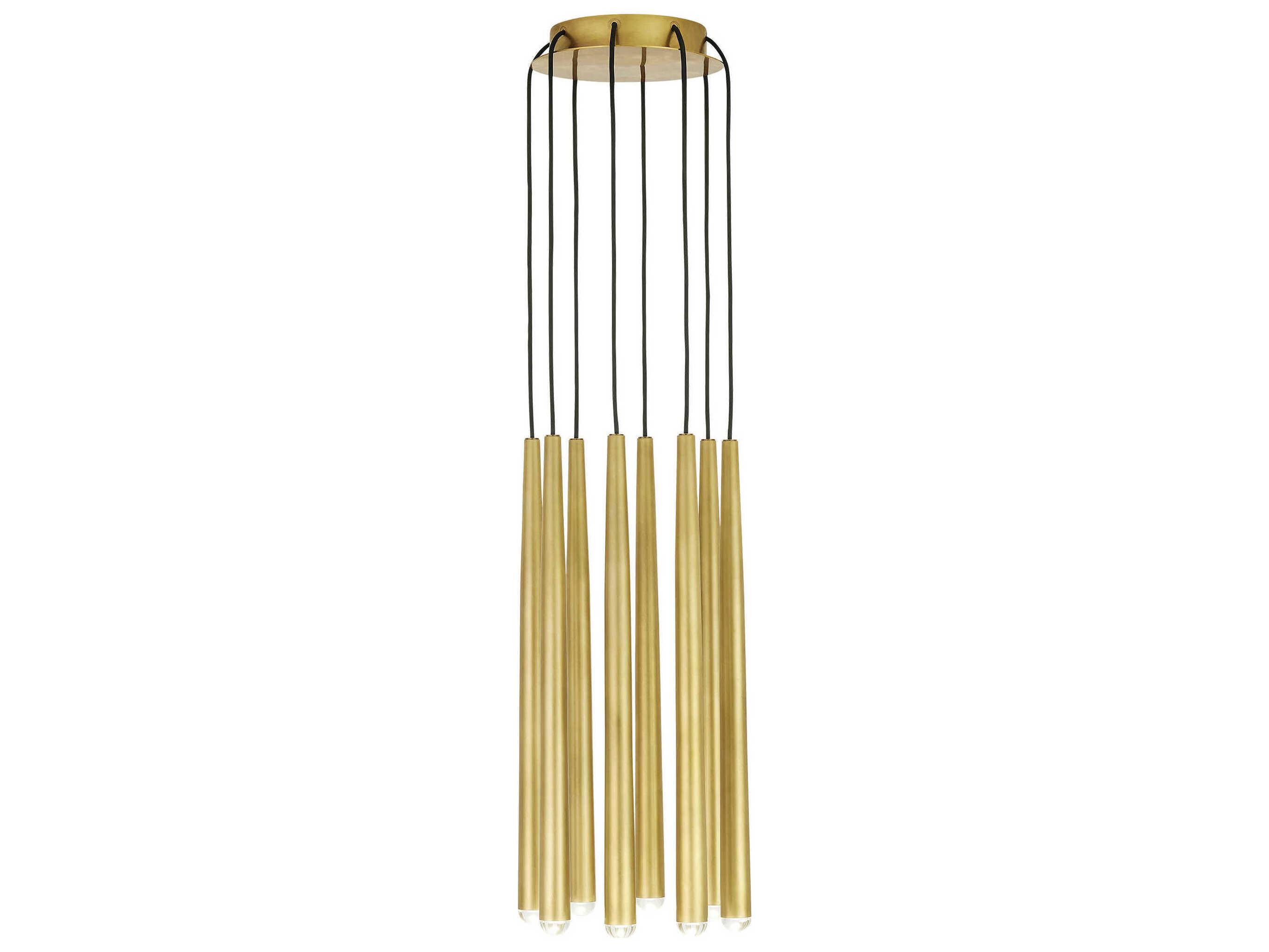 Visual Comfort Modern Pylon 8-Light Natural Brass Linear Mini Pendant