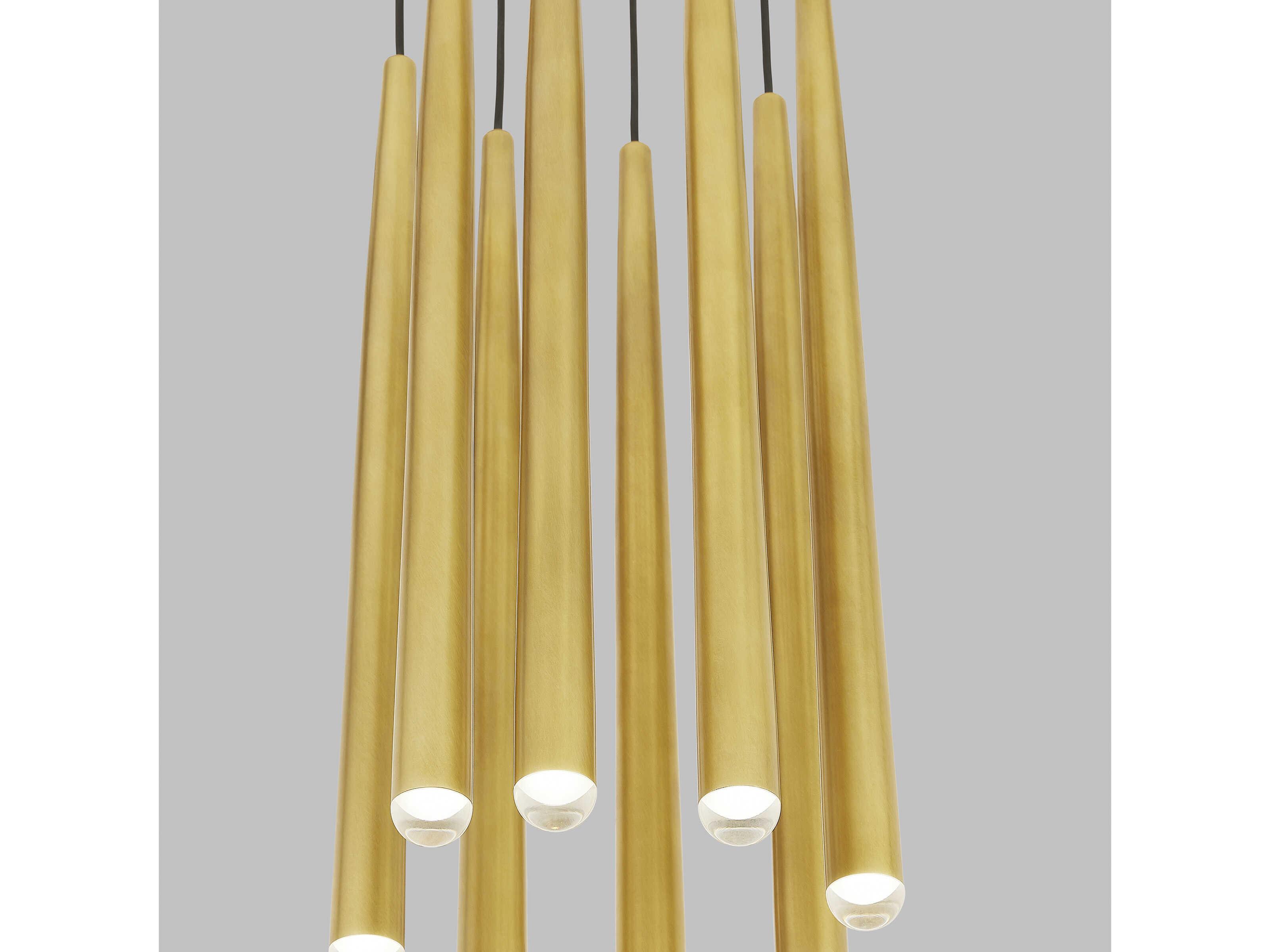 Visual Comfort Modern Pylon 8-Light Natural Brass Linear Mini Pendant