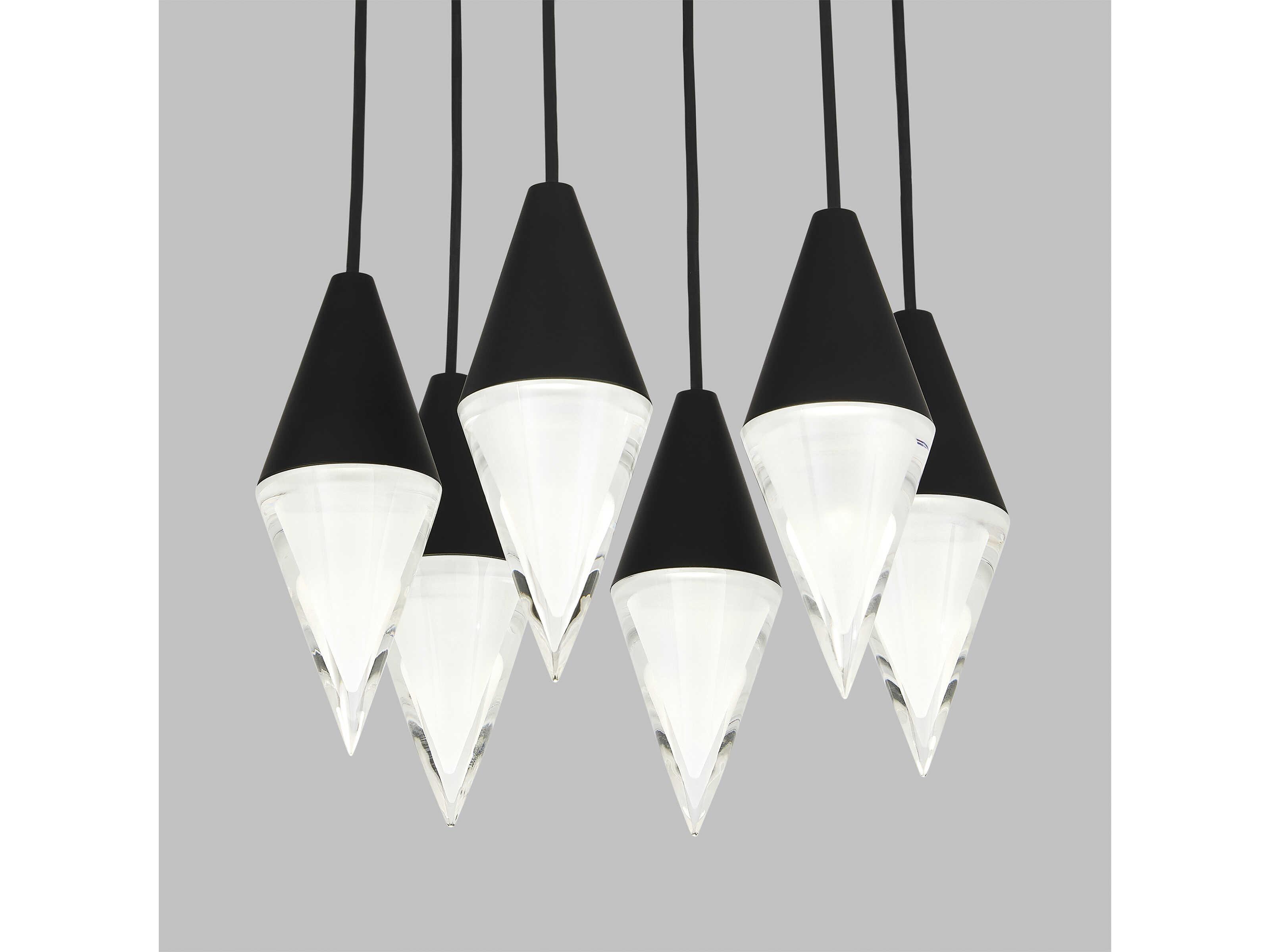 Visual Comfort Modern Turret 6-Light Nightshade Black Mini Pendant