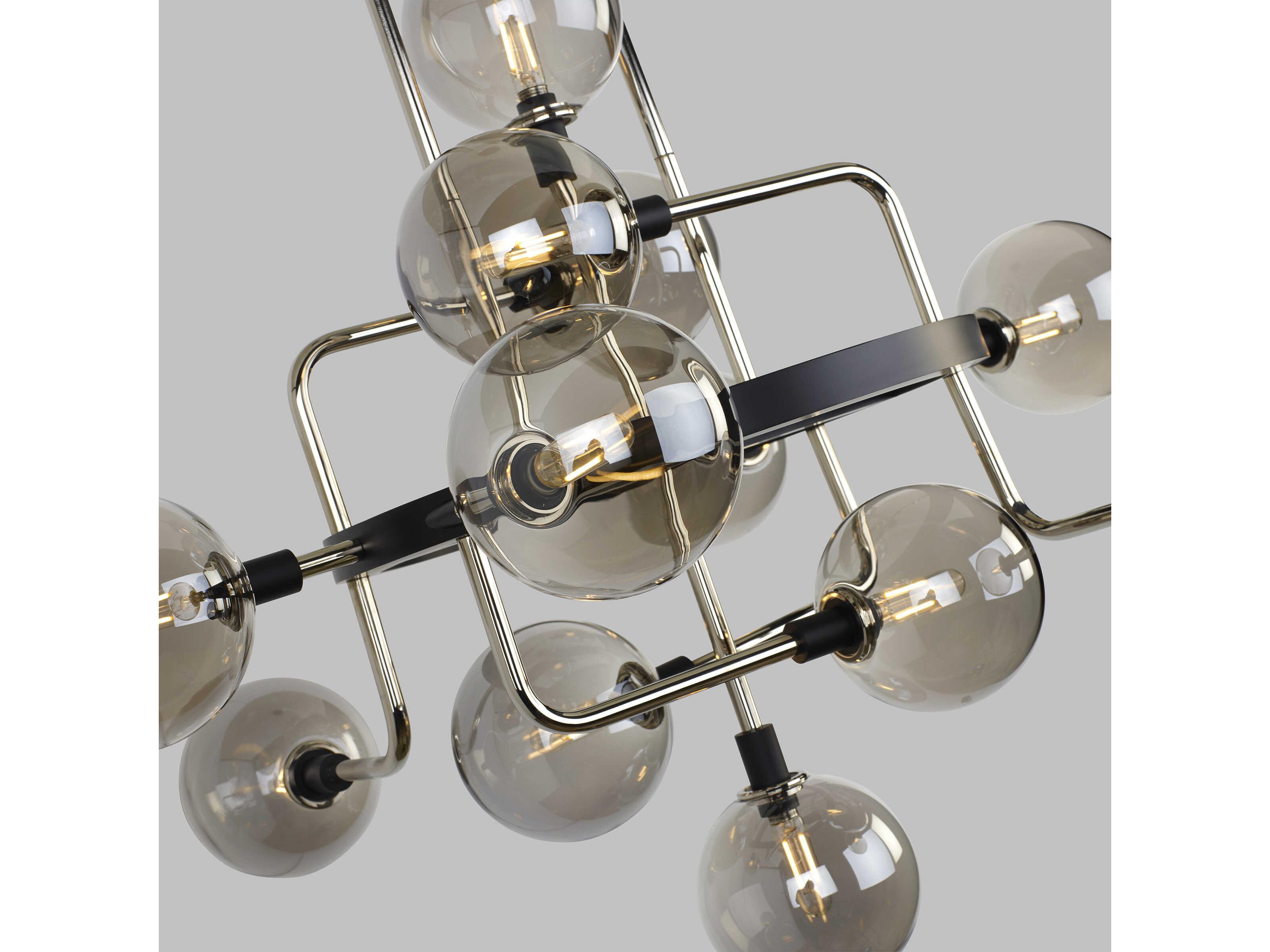 Visual Comfort Modern Viaggio 12-Light Polished Nickel Globe Chandelier
