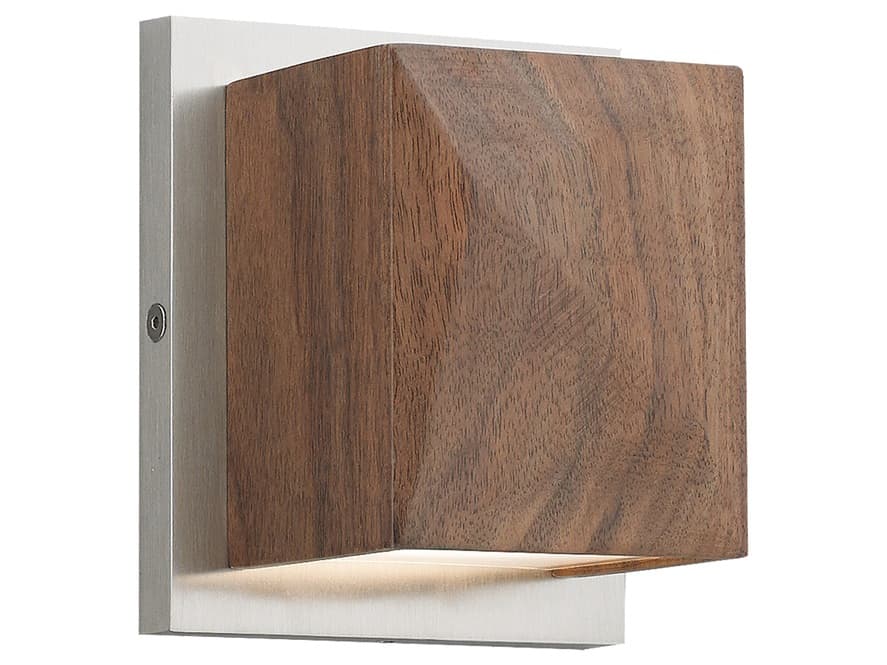 Visual Comfort Modern Cafe 1-Light Walnut Satin Nickel Brown Wall Sconce