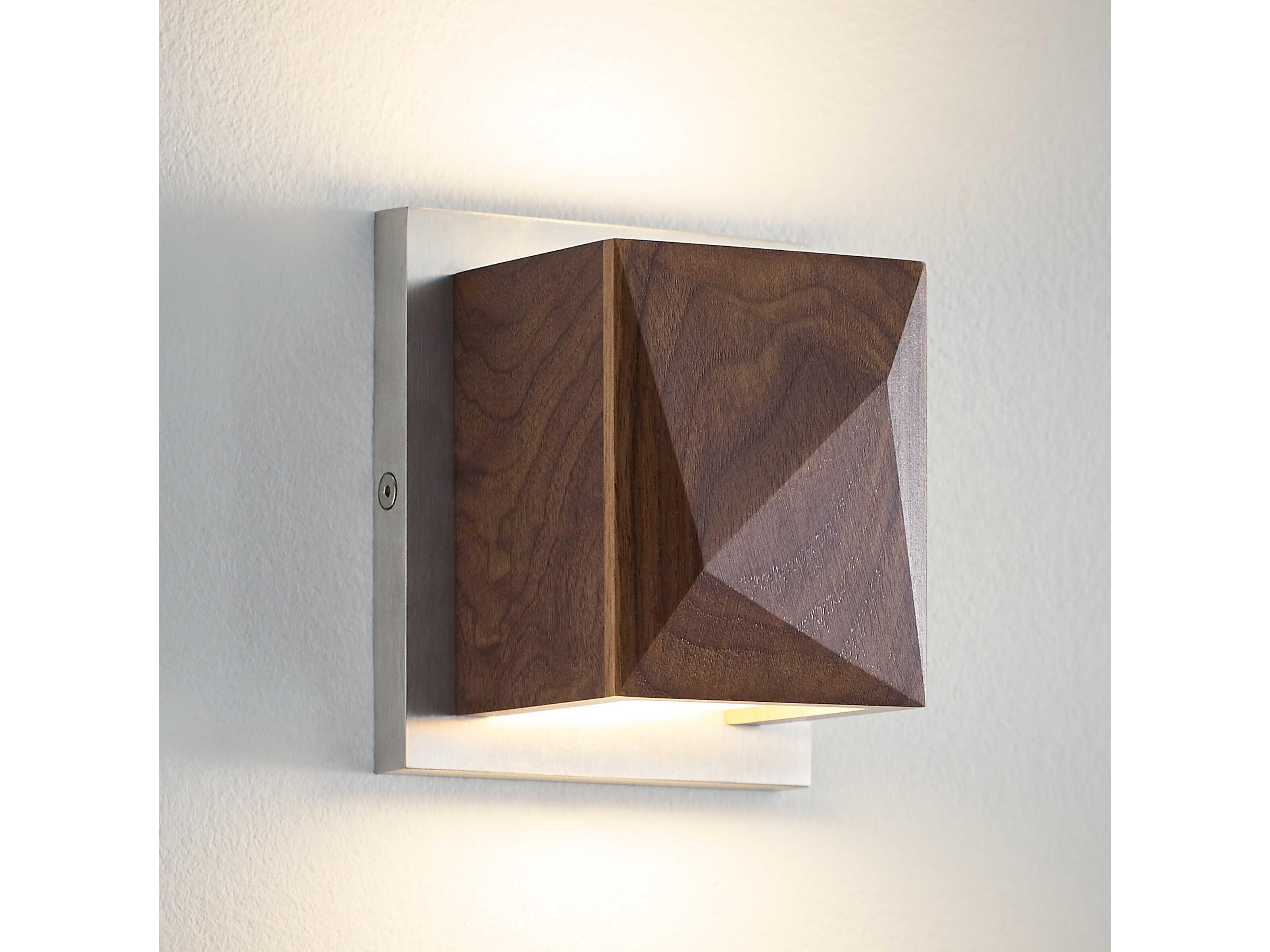 Visual Comfort Modern Cafe 1-Light Walnut Satin Nickel Brown Wall Sconce