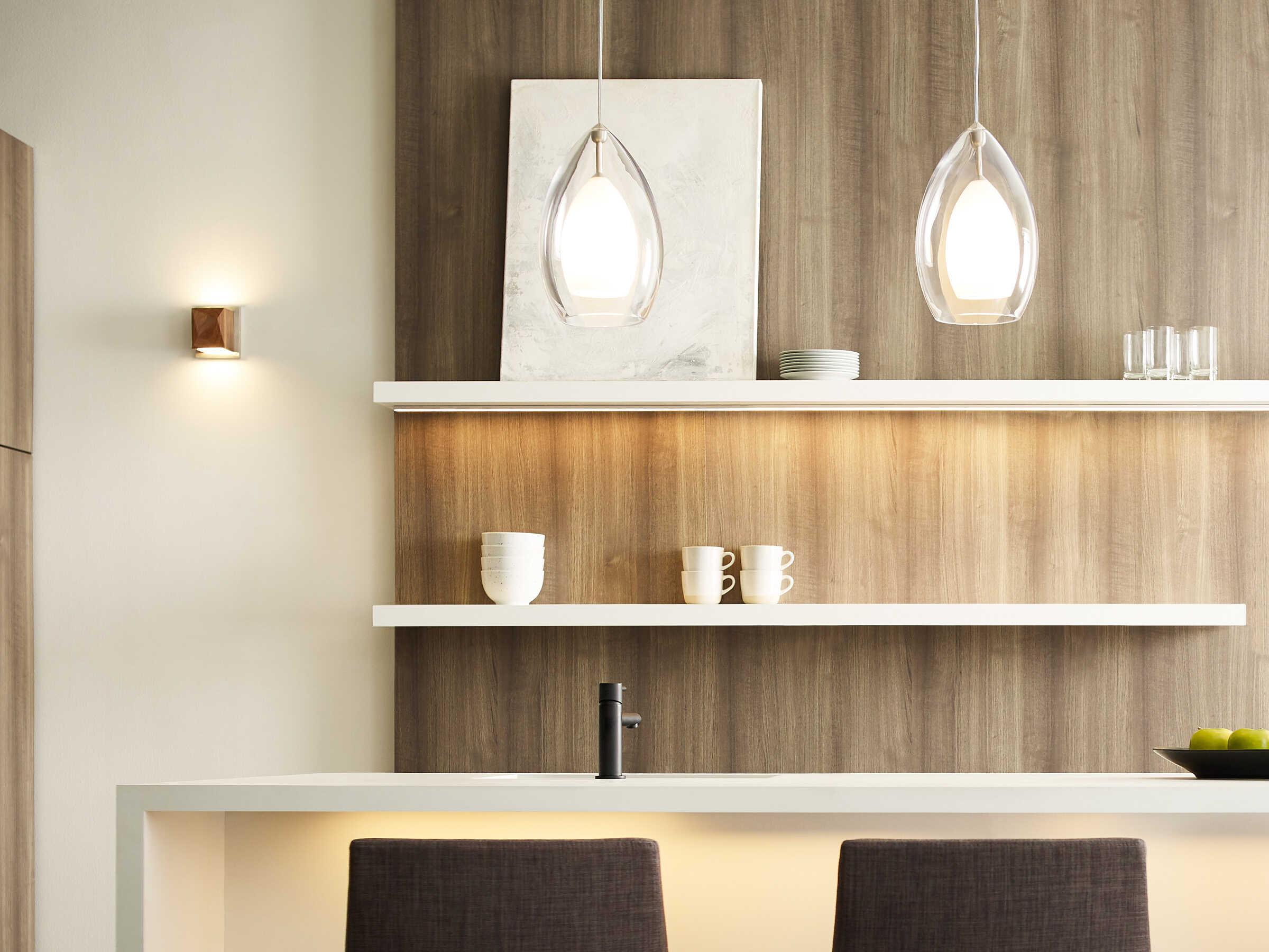 Visual Comfort Modern Cafe 1-Light Walnut Satin Nickel Brown Wall Sconce