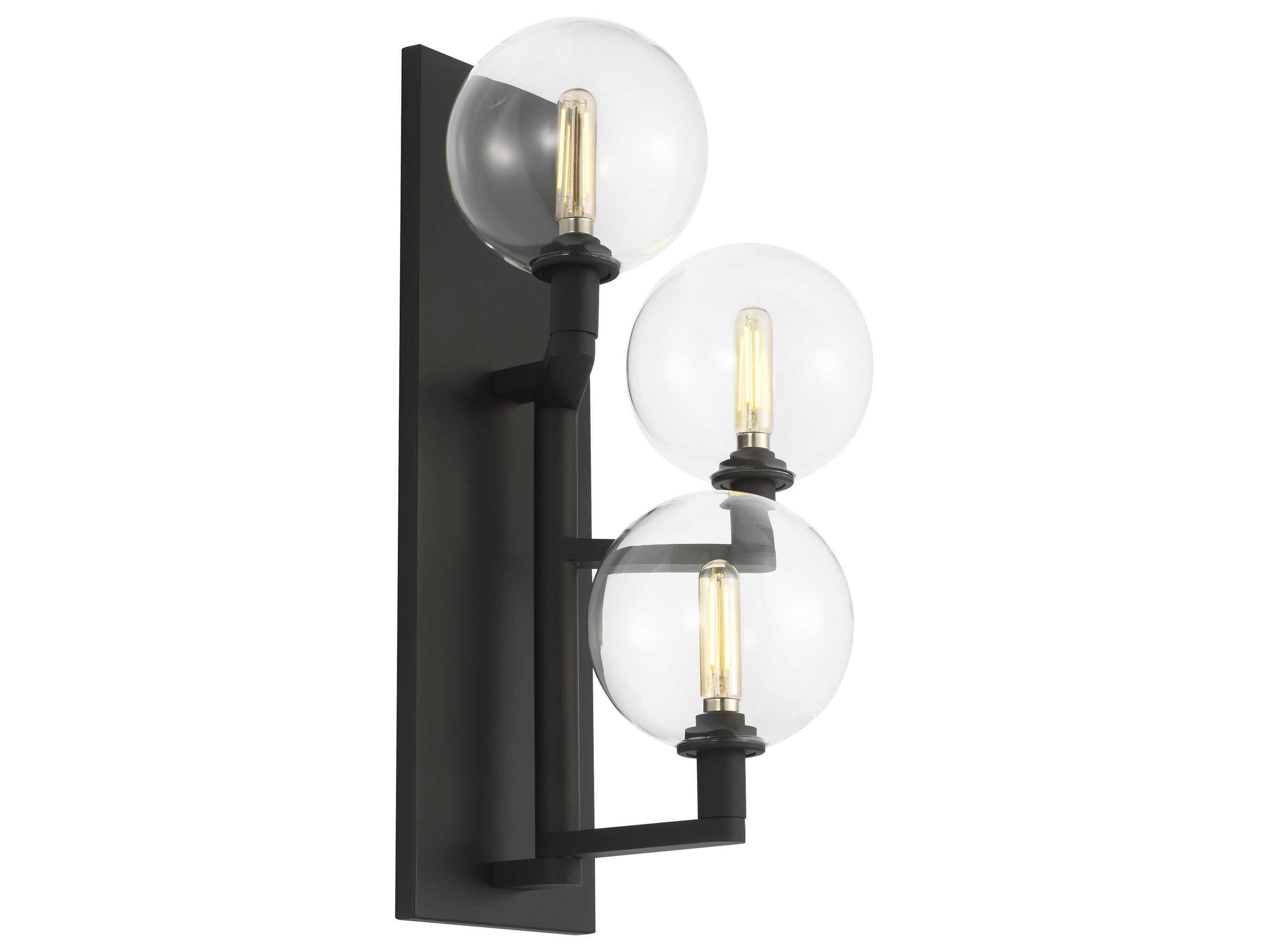 Visual Comfort Modern Gambit 3-Light Nightshade Black Vanity Light