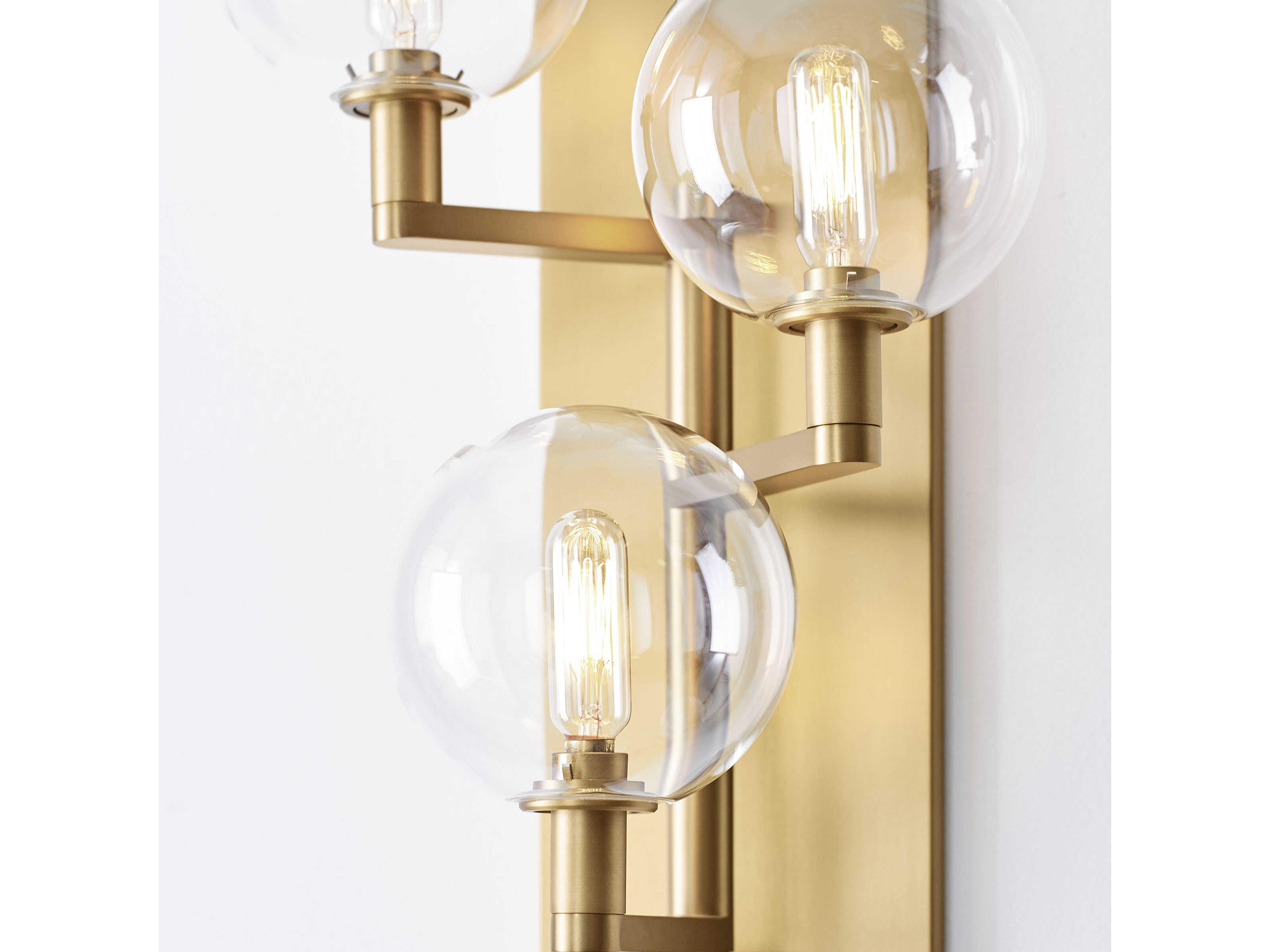 Visual Comfort Modern Gambit 3-Light Aged Brass Wall Sconce