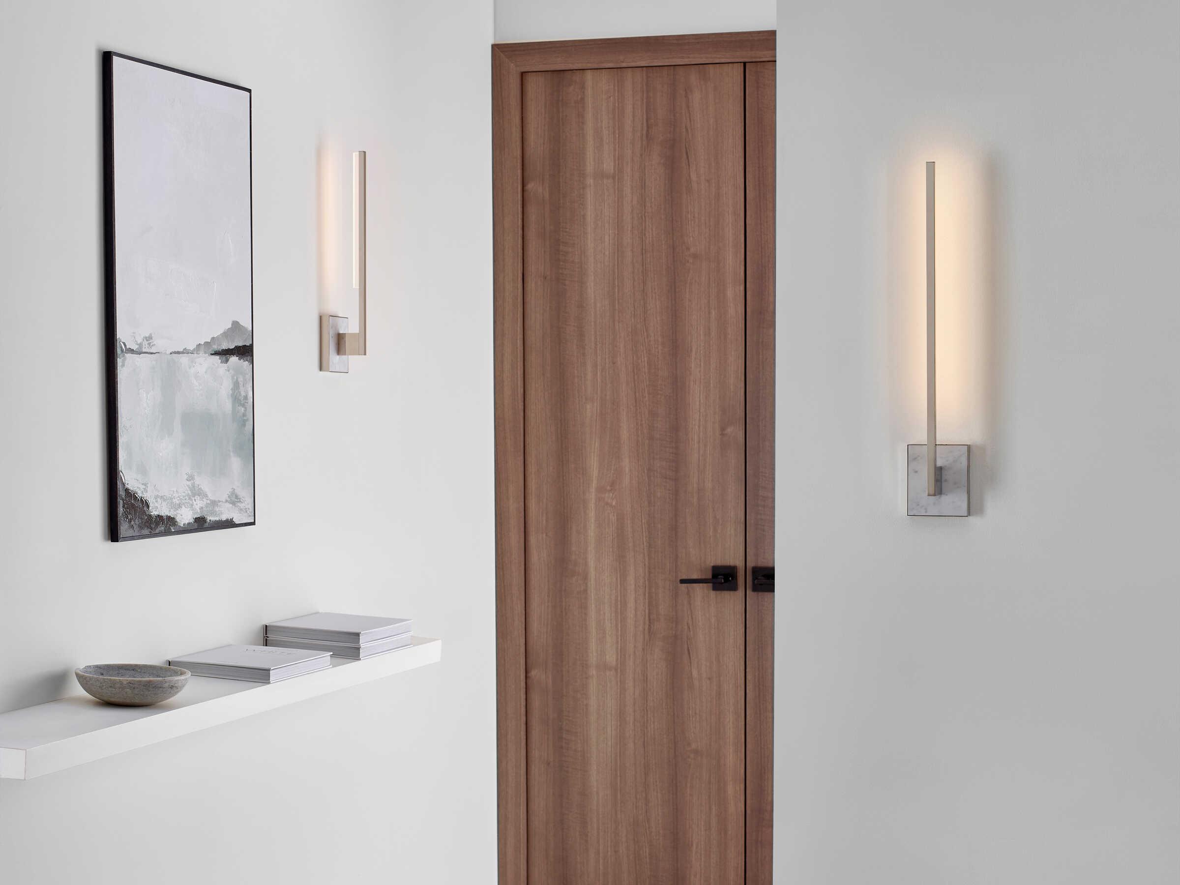 Visual Comfort Modern Klee 1-Light Polished Nickel White Marble Wall Sconce