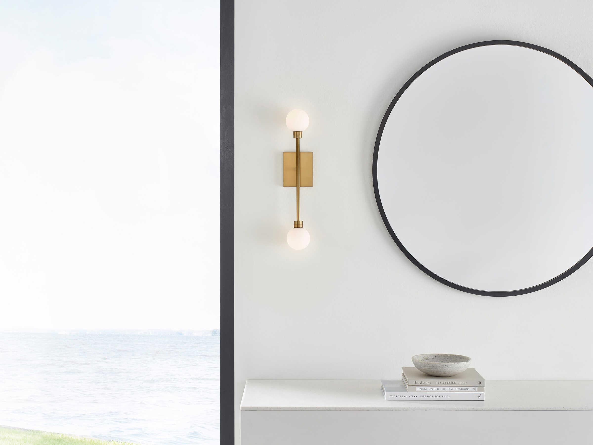 Visual Comfort Modern Mara 2-Light Aged Brass Wall Sconce