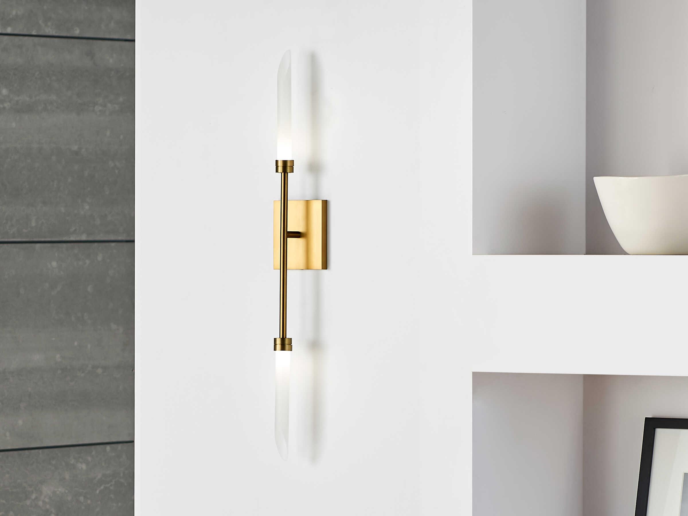 Visual Comfort Modern Spur 2-Light Aged Brass Wall Sconce