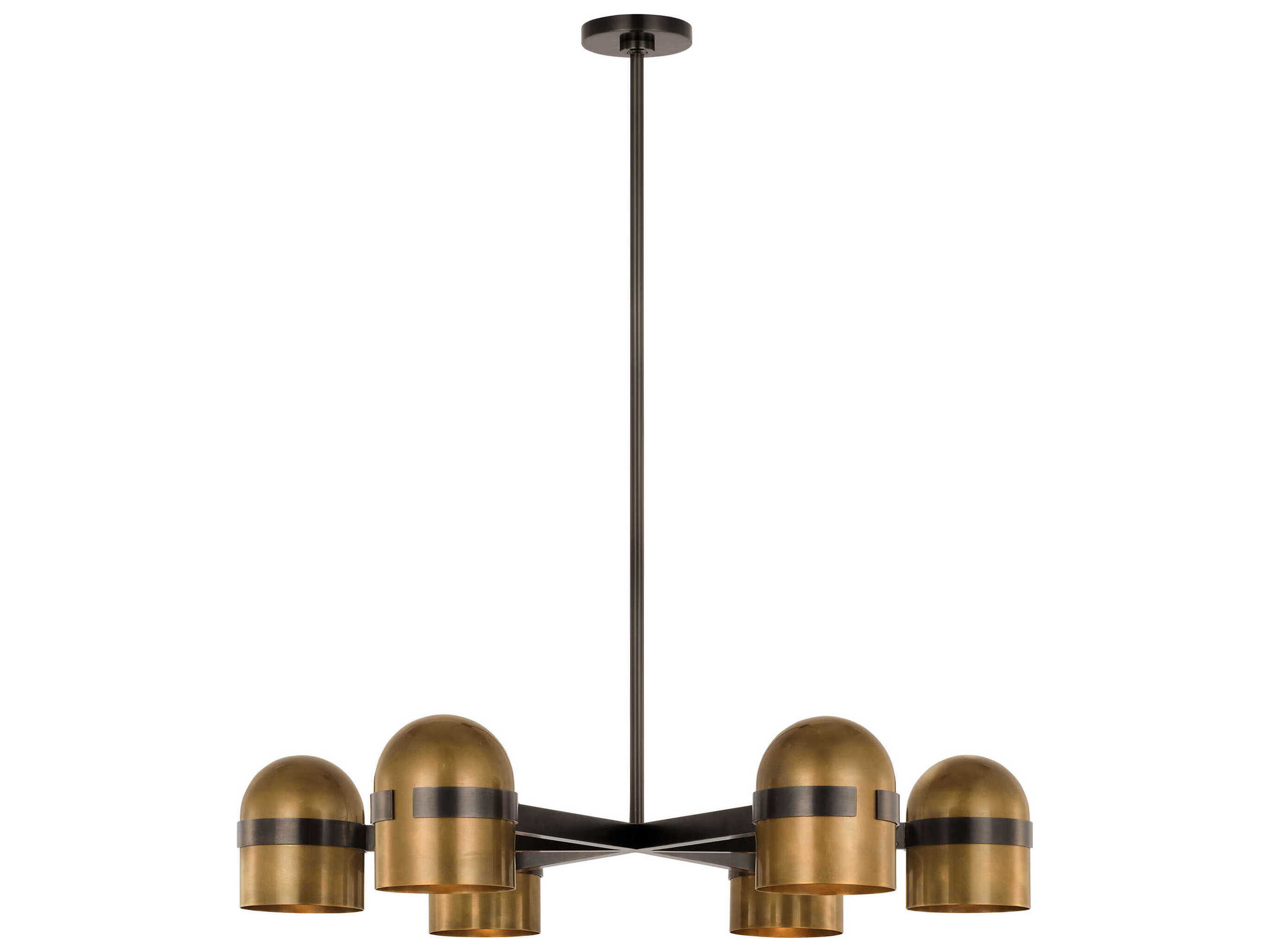 Visual Comfort Modern Octavia 6-Light Blackened Bronze bright Worn Brass Dome Chandelier