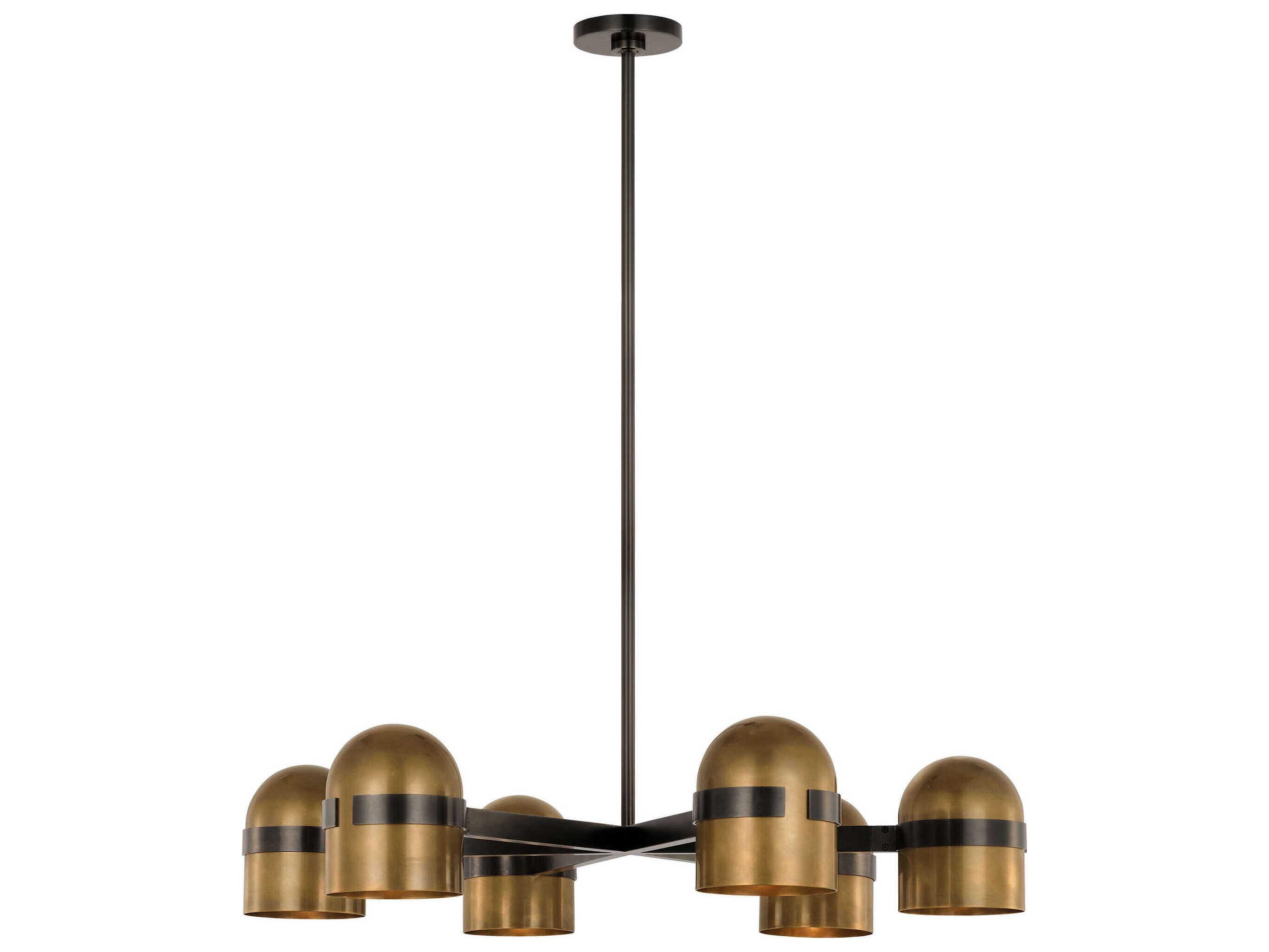 Visual Comfort Modern Octavia 6-Light Blackened Bronze bright Worn Brass Dome Chandelier
