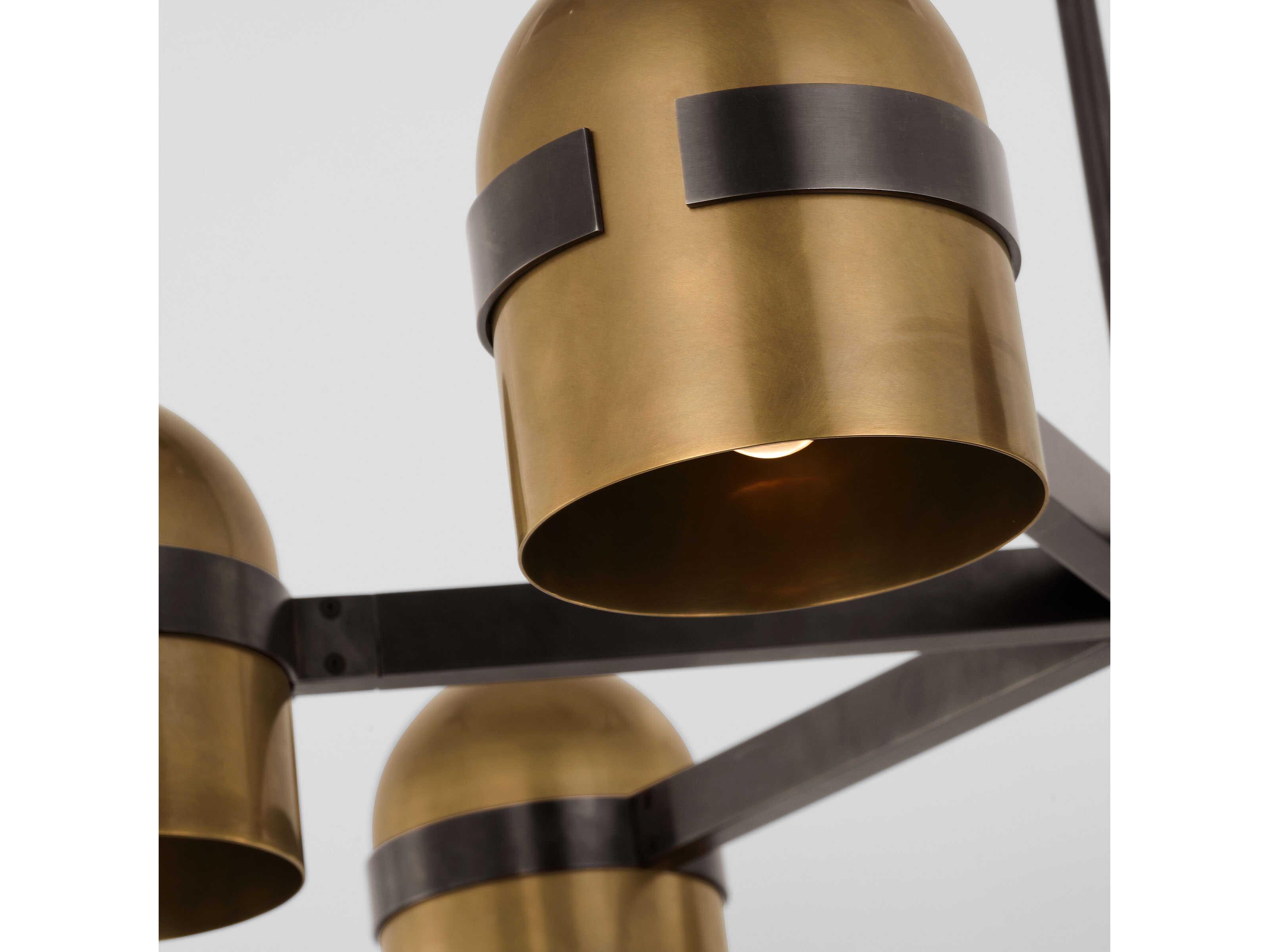 Visual Comfort Modern Octavia 6-Light Blackened Bronze bright Worn Brass Dome Chandelier