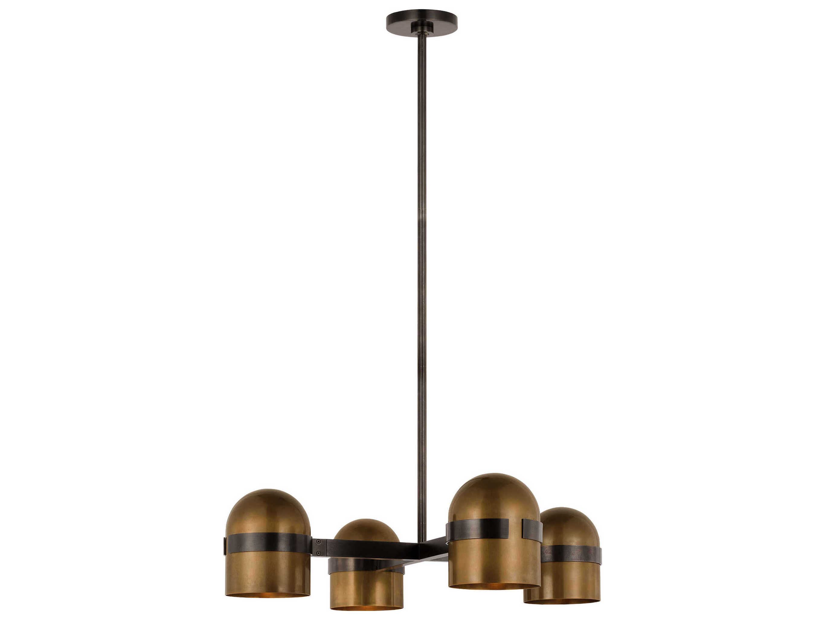 Visual Comfort Modern Octavia 4-Light Blackened Bronze bright Worn Brass Dome Chandelier