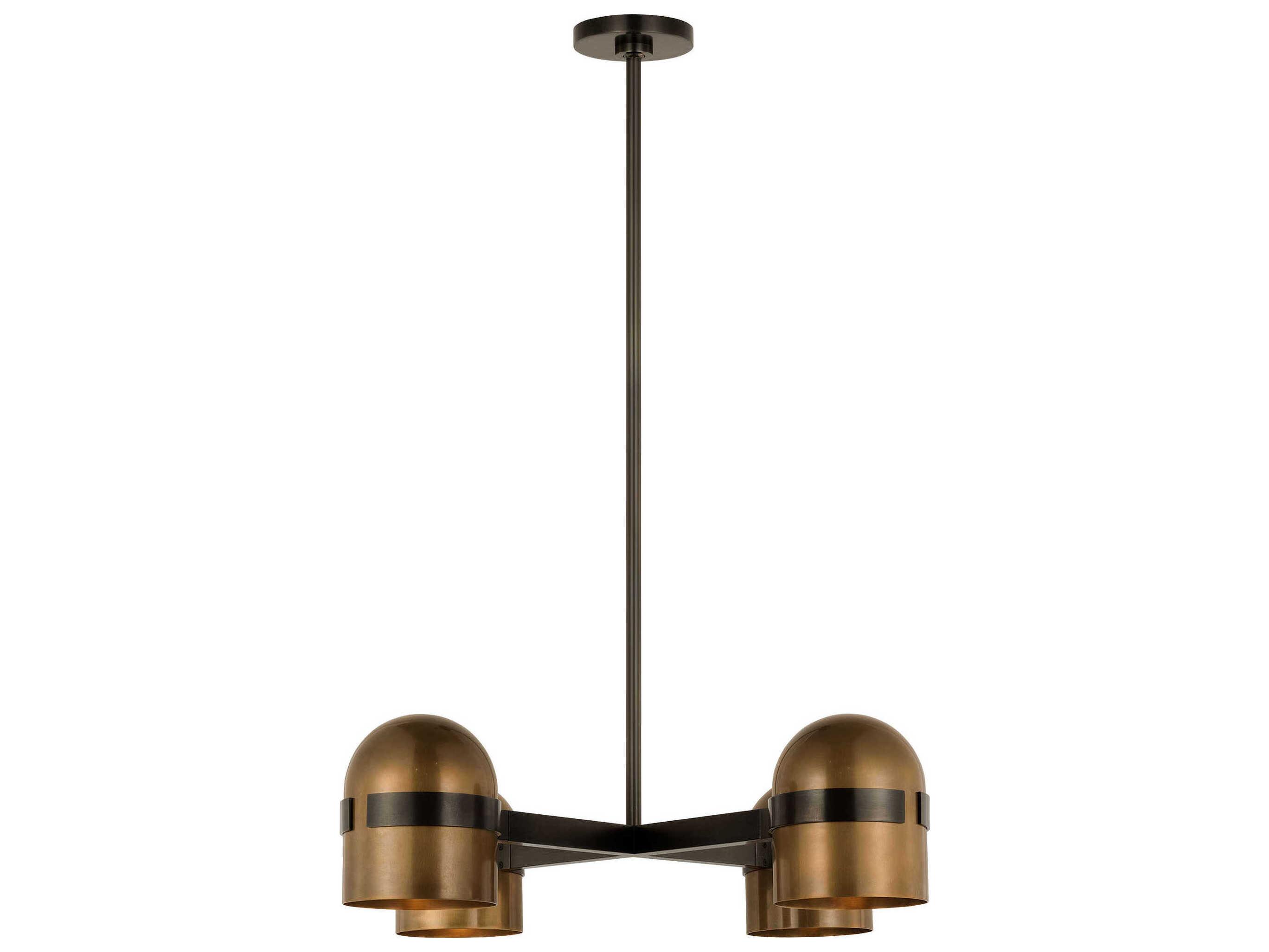 Visual Comfort Modern Octavia 4-Light Blackened Bronze bright Worn Brass Dome Chandelier
