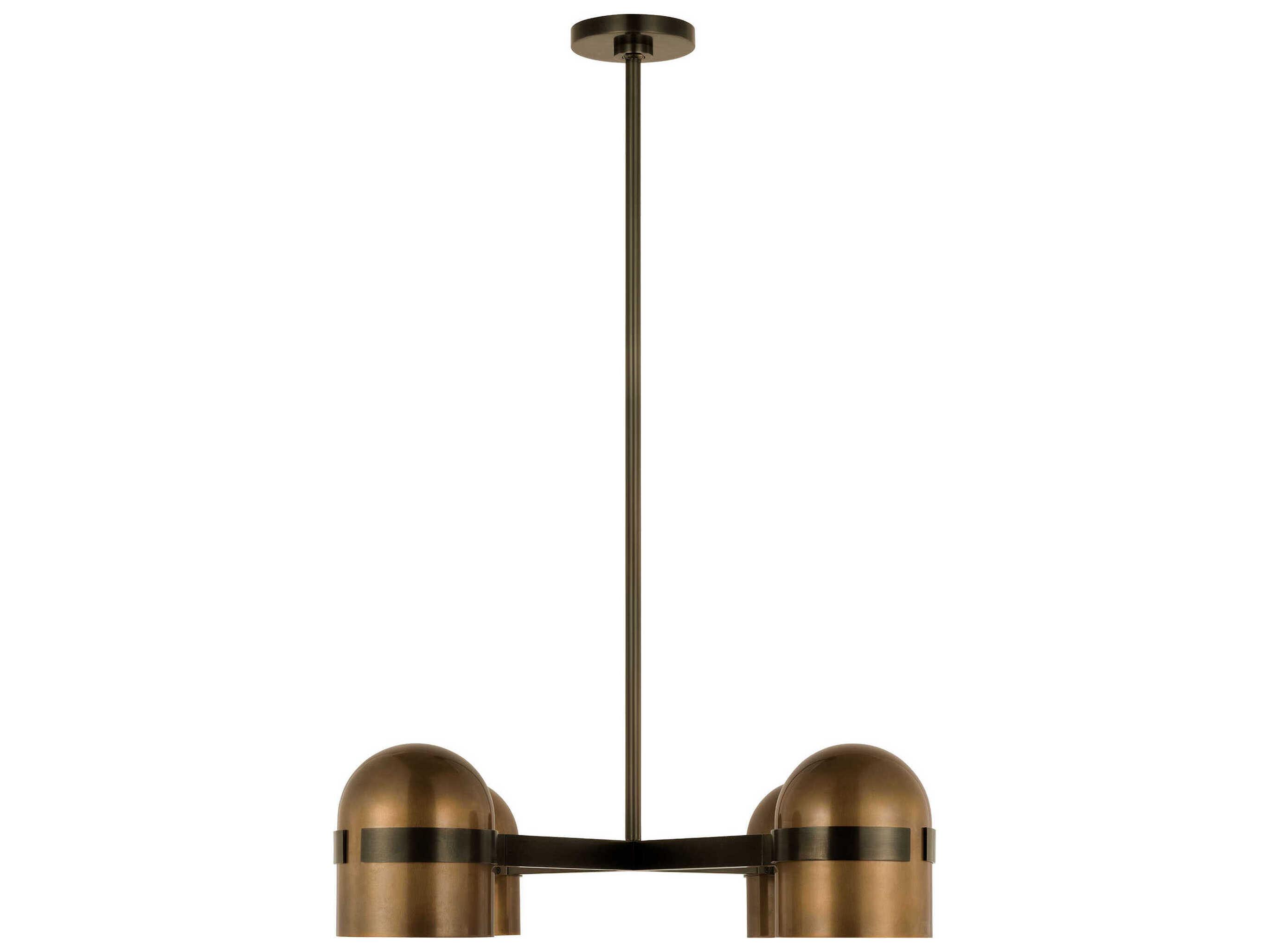 Visual Comfort Modern Octavia 4-Light Blackened Bronze bright Worn Brass Dome Chandelier