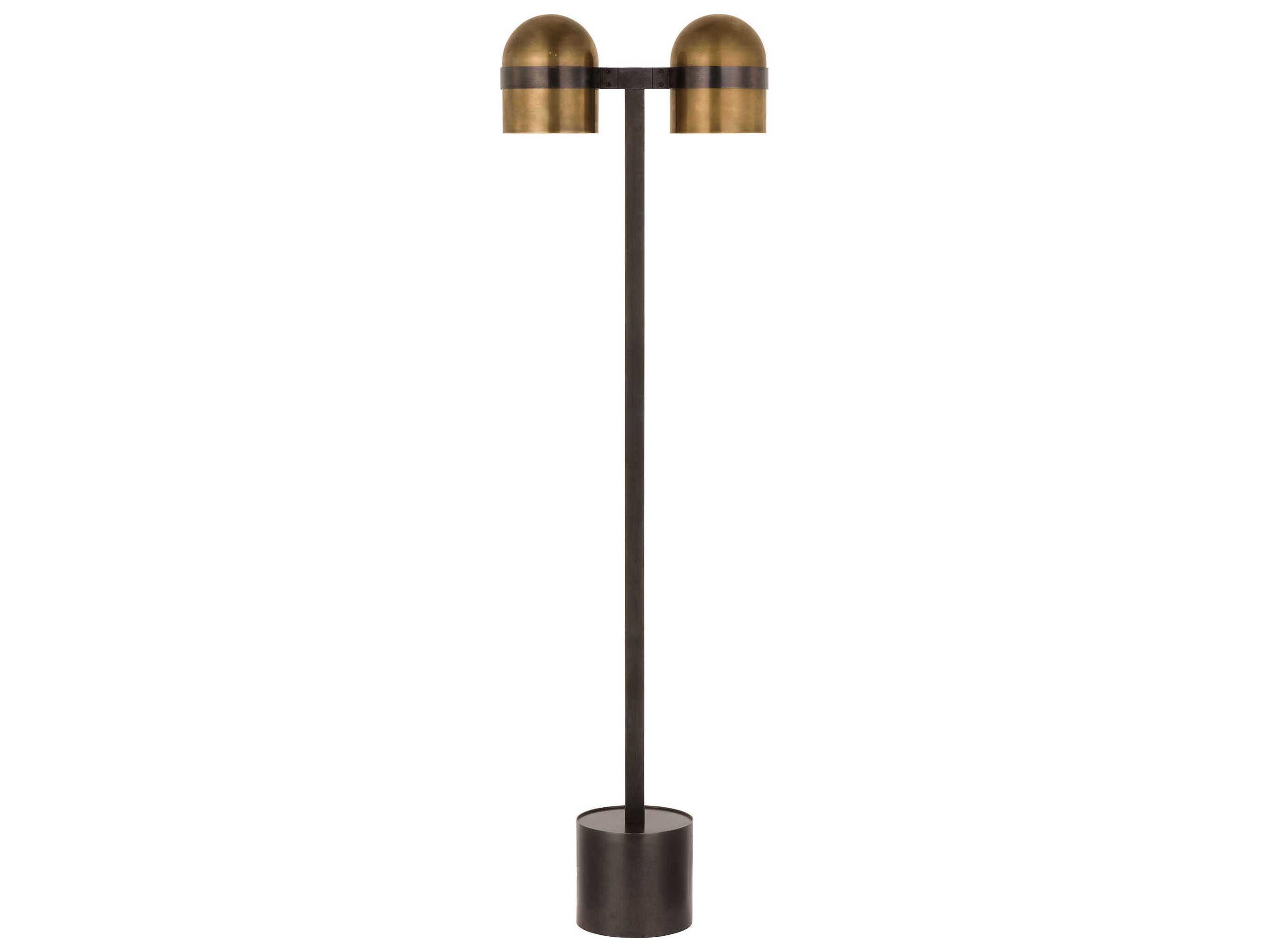 Visual Comfort Modern Octavia Blackened Bronze bright Worn Brass Floor Lamp