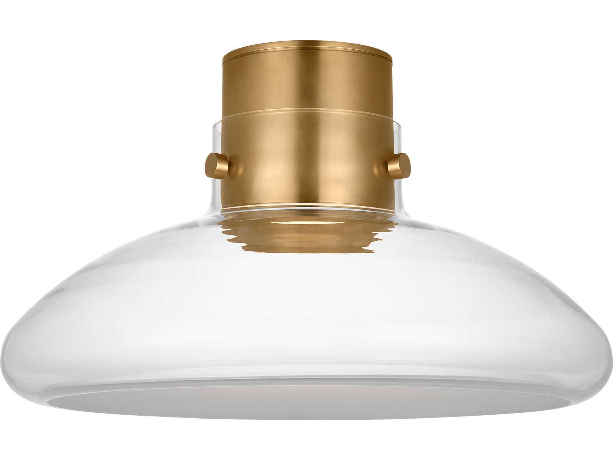 Visual Comfort Modern Morgan 1-Light Brass Dome Semi Flush Mount