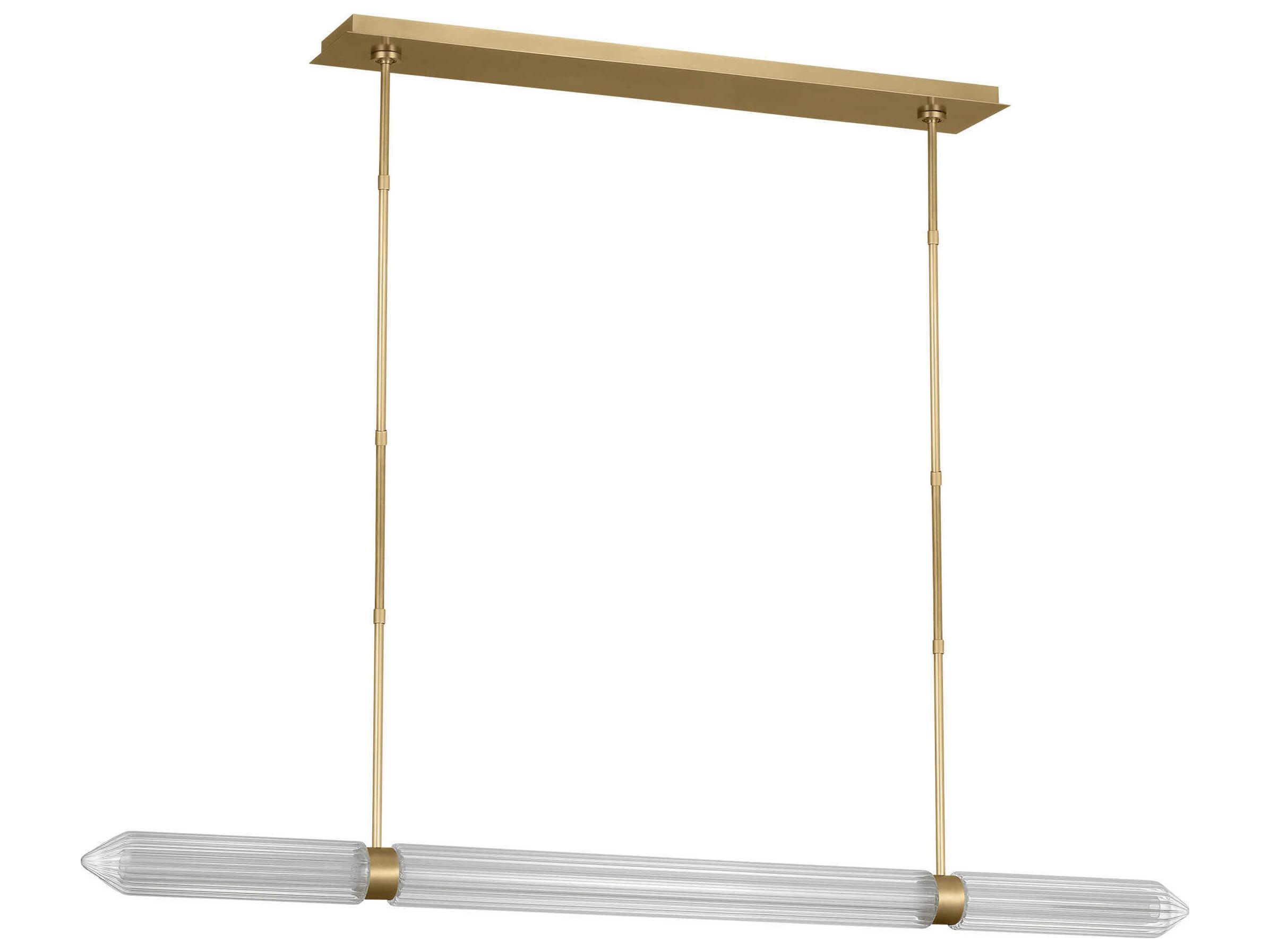 Visual Comfort Modern Langston 1-Light Plated Brass Linear Island Pendant