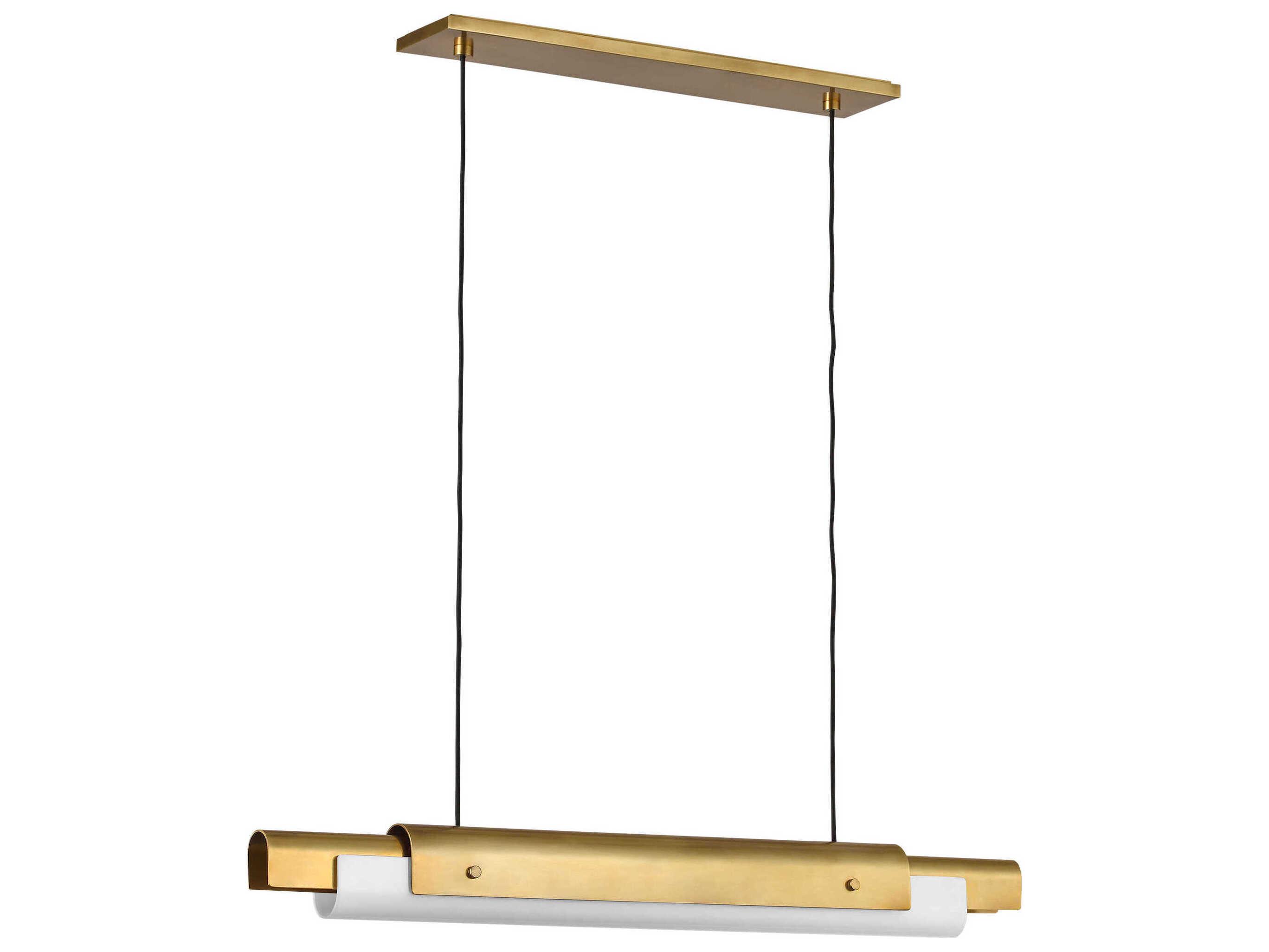Visual Comfort Modern Ambrose 1-Light Hand Rubbed Antique Brass Linear Island Pendant