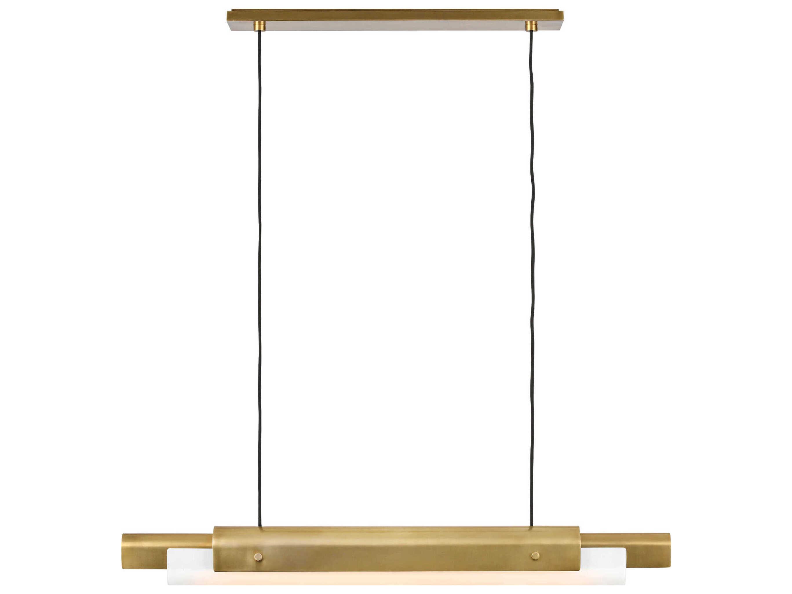 Visual Comfort Modern Ambrose 1-Light Hand Rubbed Antique Brass Linear Island Pendant
