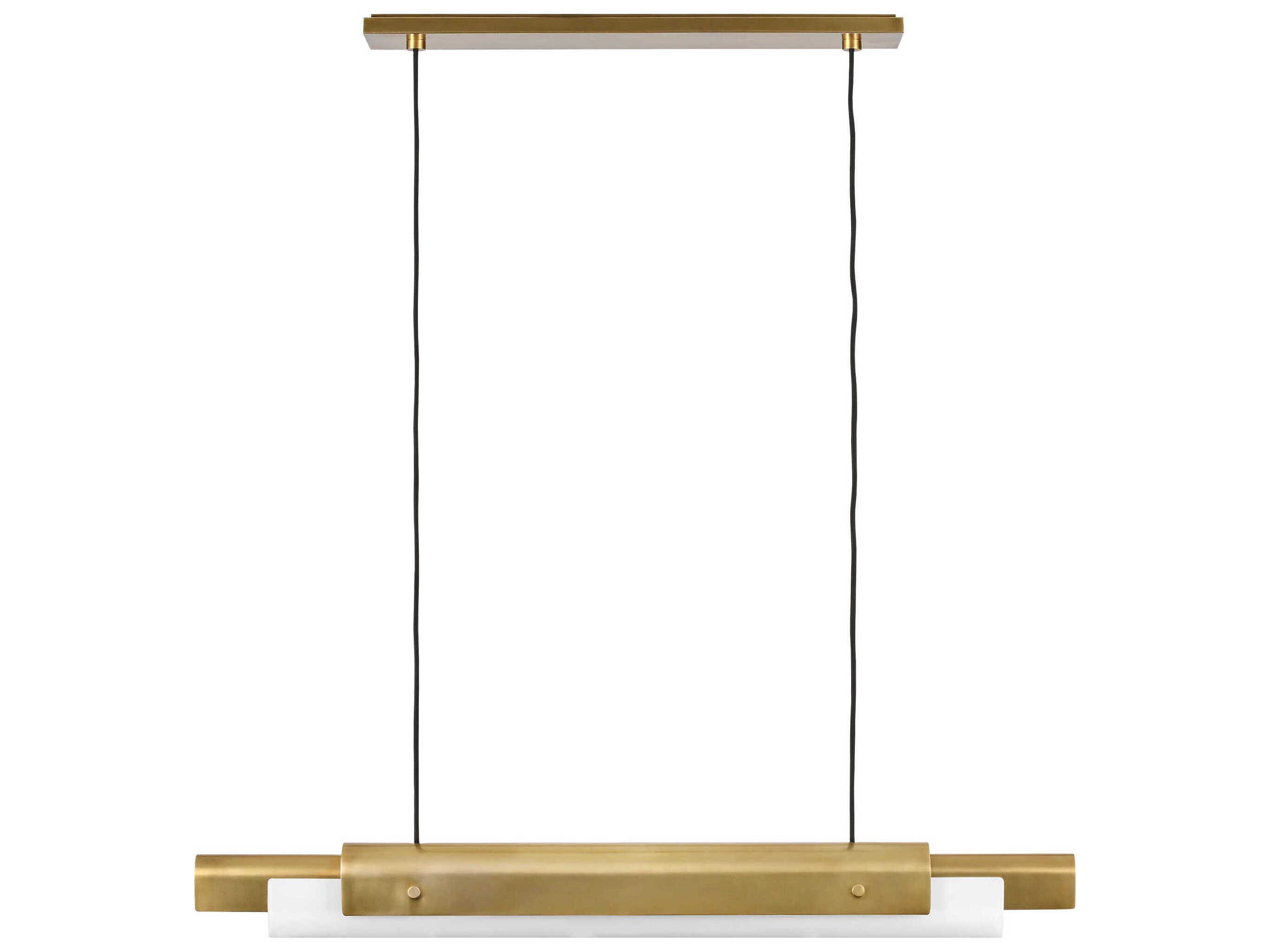Visual Comfort Modern Ambrose 1-Light Hand Rubbed Antique Brass Linear Island Pendant
