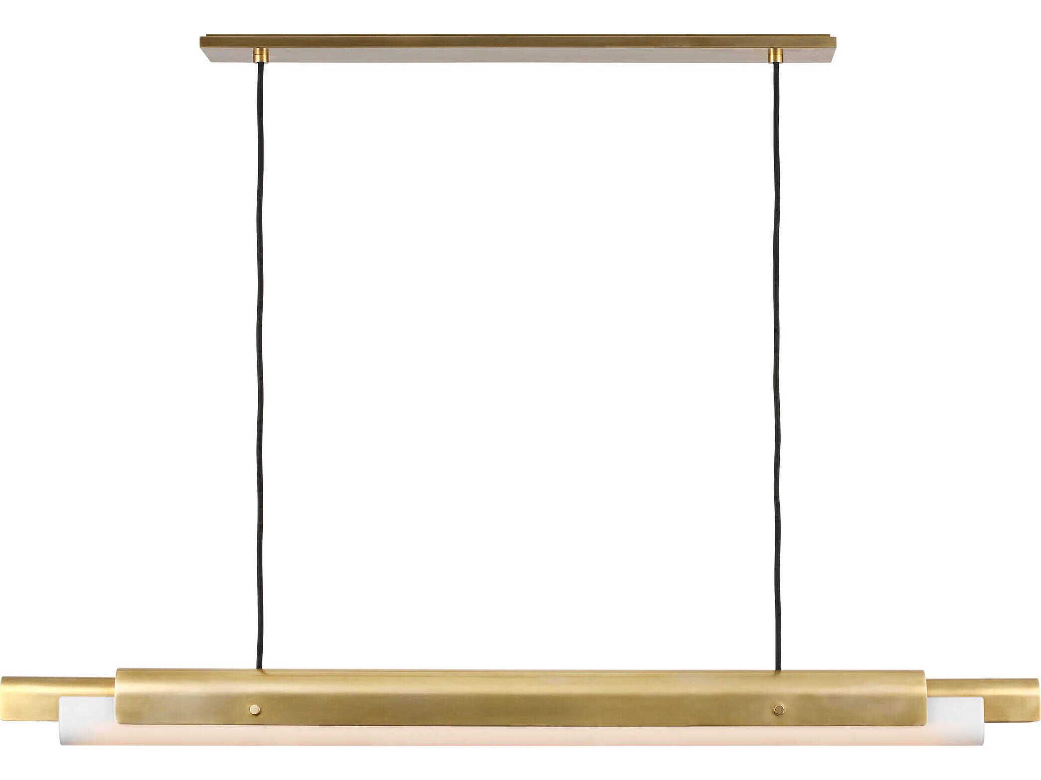 Visual Comfort Modern Ambrose 1-Light Hand Rubbed Antique Brass Linear Island Pendant