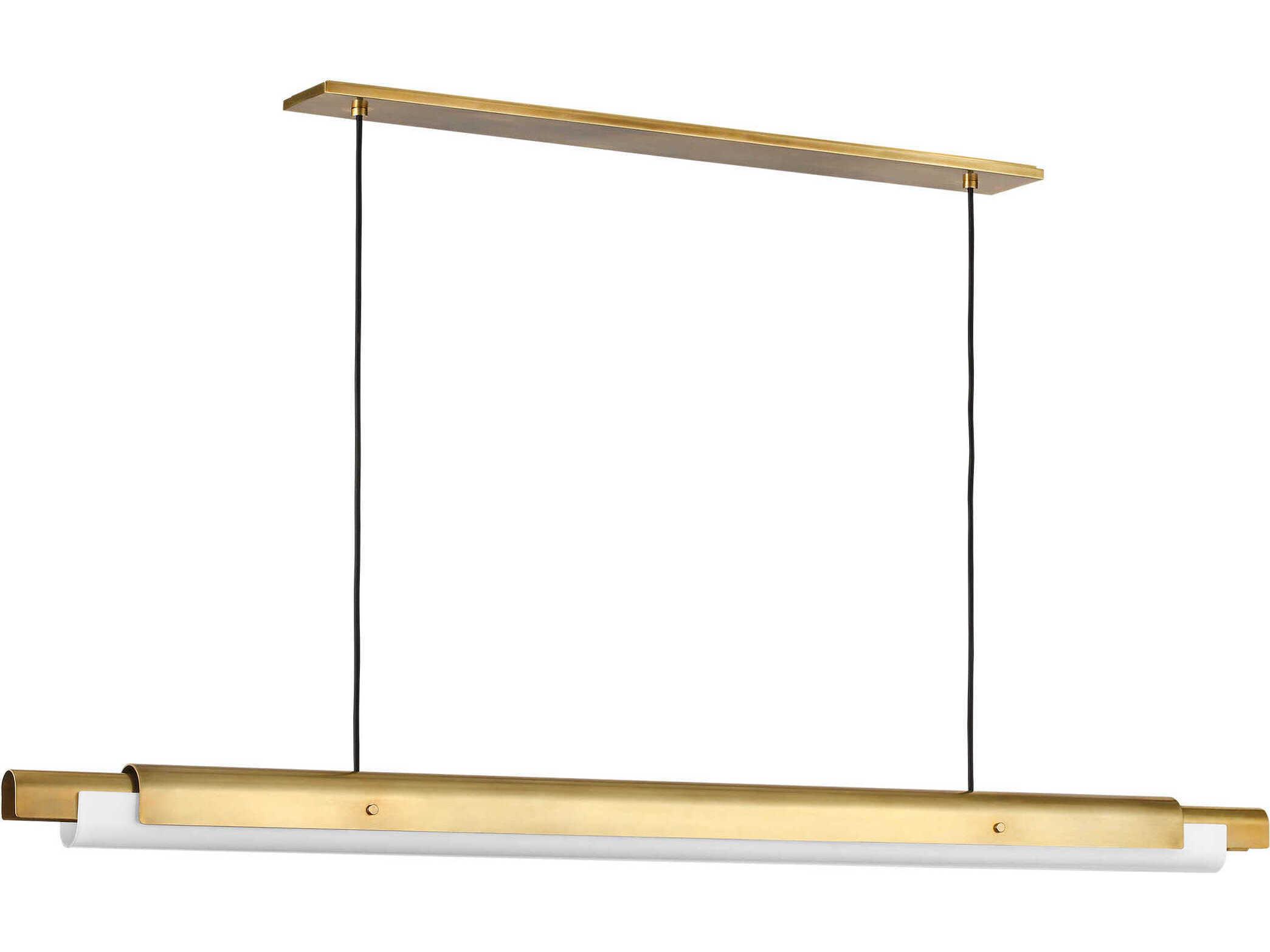 Visual Comfort Modern Ambrose 1-Light Hand Rubbed Antique Brass Linear Island Pendant