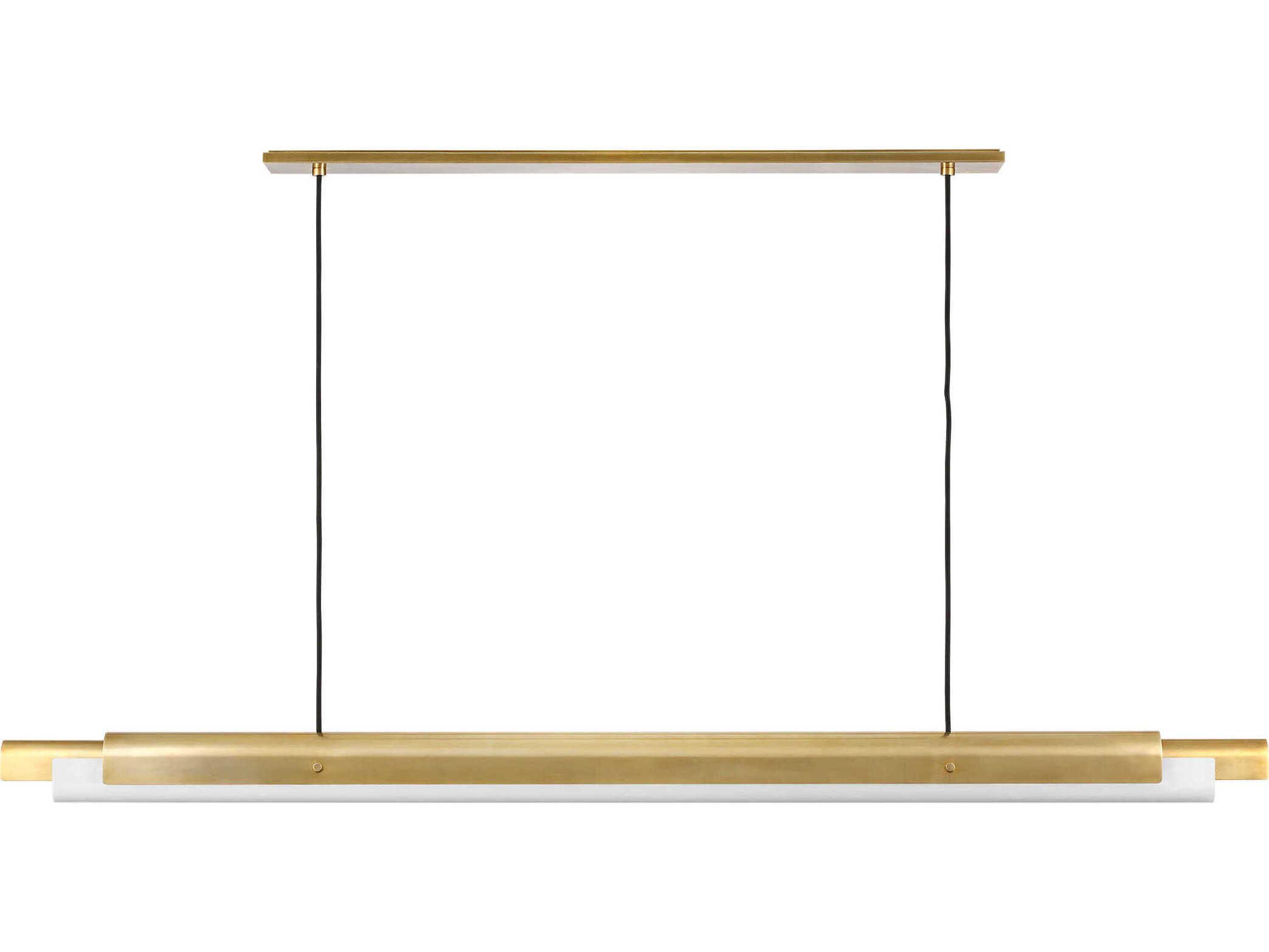 Visual Comfort Modern Ambrose 1-Light Hand Rubbed Antique Brass Linear Island Pendant