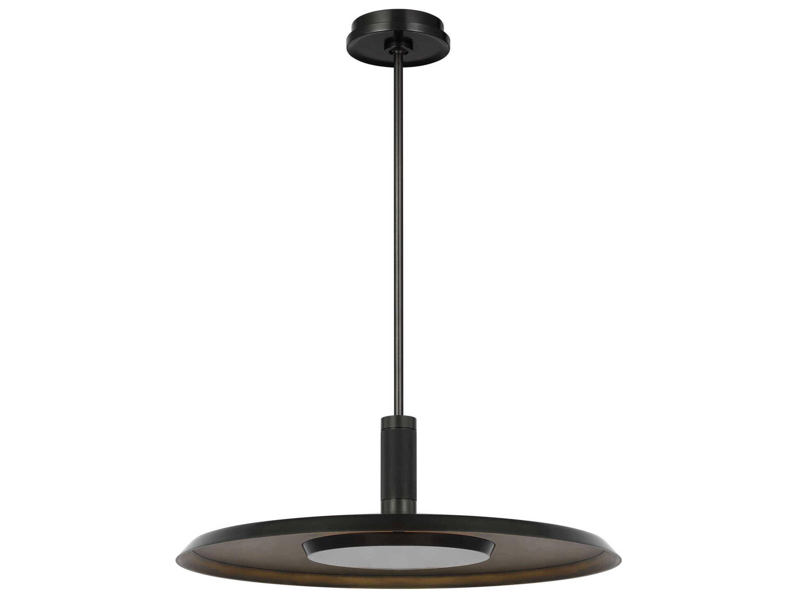 Visual Comfort Modern Saucer 1-Light Dark Bronze darkened Brass Round Pendant