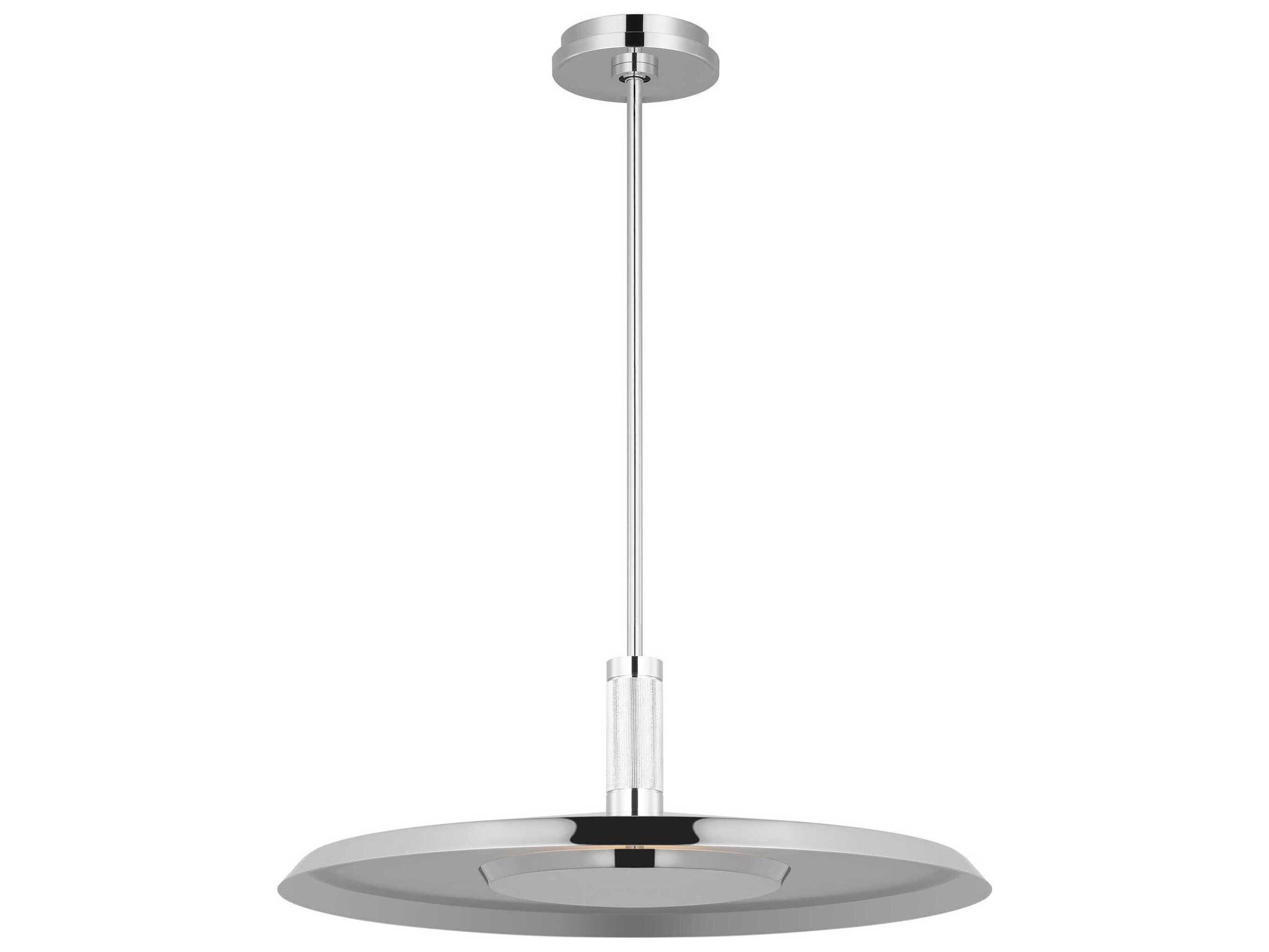 Visual Comfort Modern Saucer 1-Light Polished Nickel Round Pendant