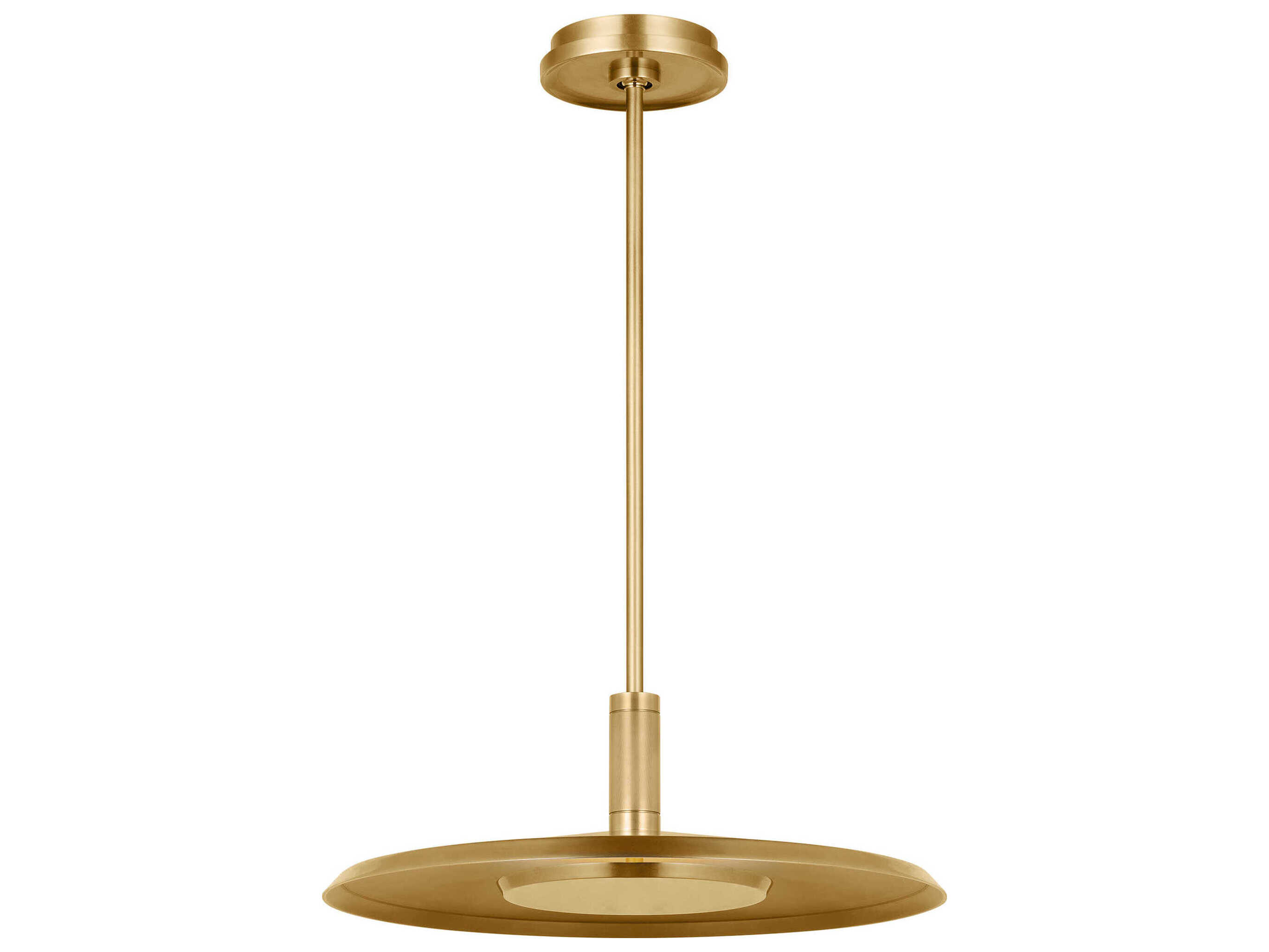 Visual Comfort Modern Saucer 1-Light Natural Brass Round Pendant