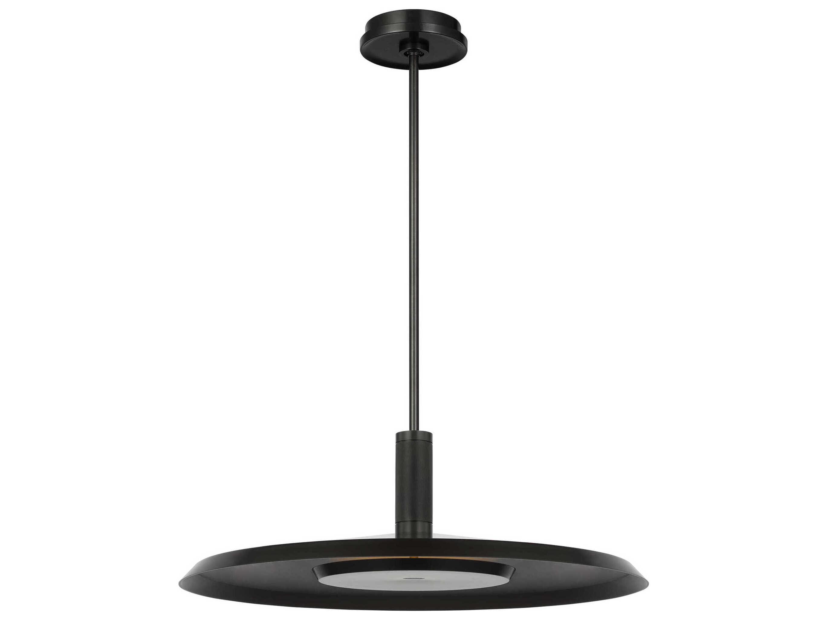 Visual Comfort Modern Saucer 1-Light Dark Bronze Round Pendant
