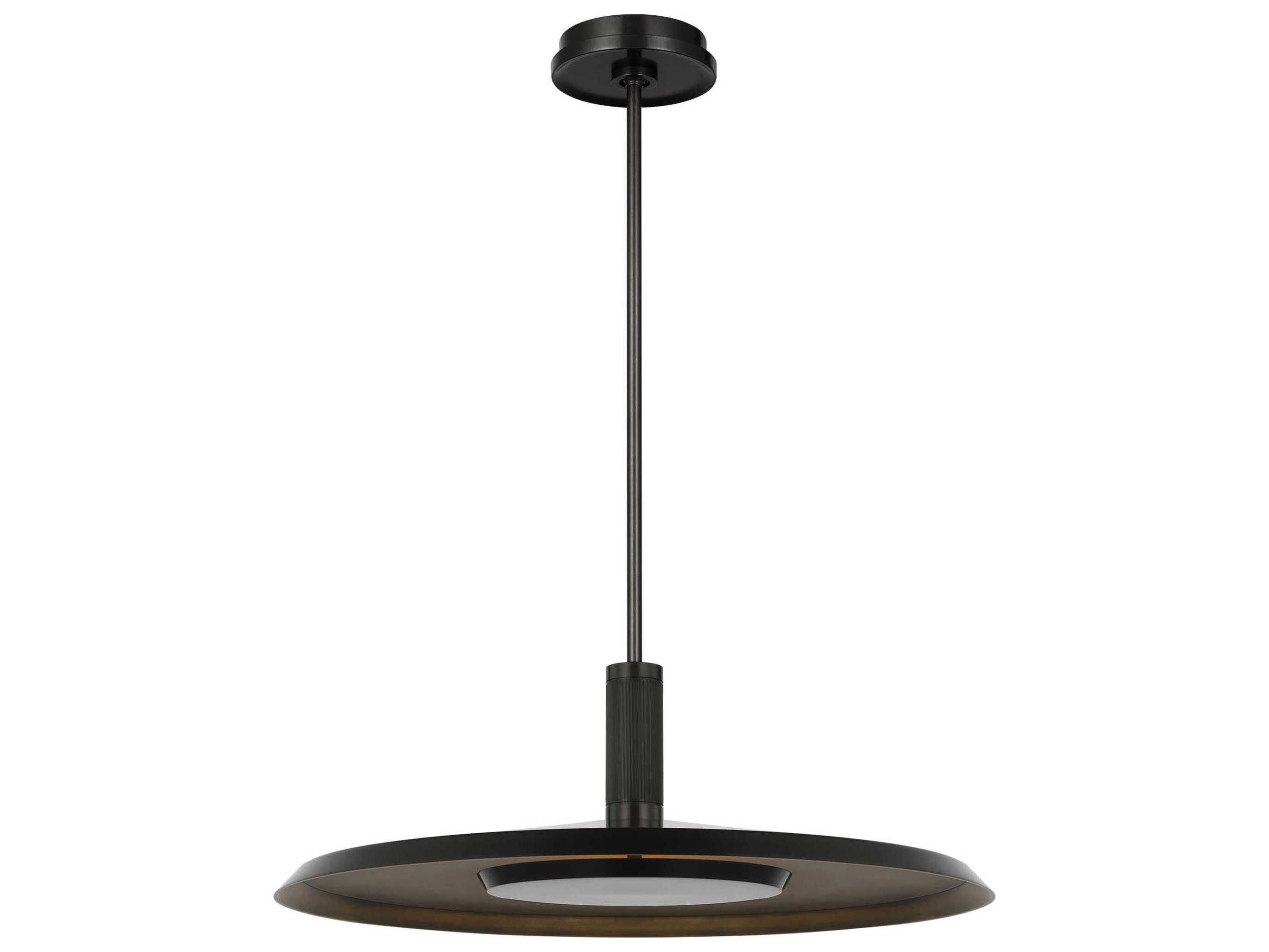 Visual Comfort Modern Saucer 1-Light Dark Bronze darkened Brass Round Pendant