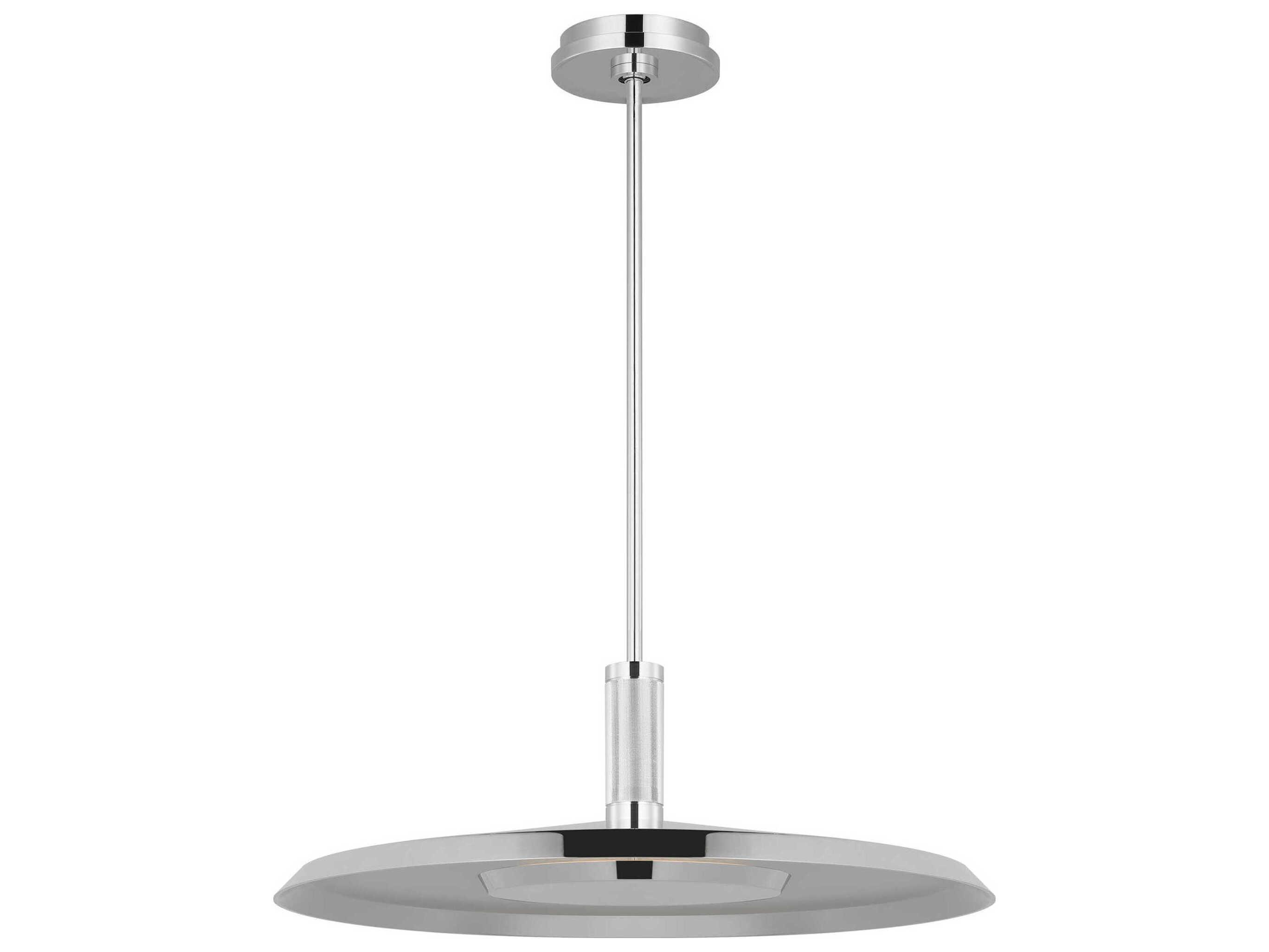 Visual Comfort Modern Saucer 1-Light Polished Nickel Round Pendant