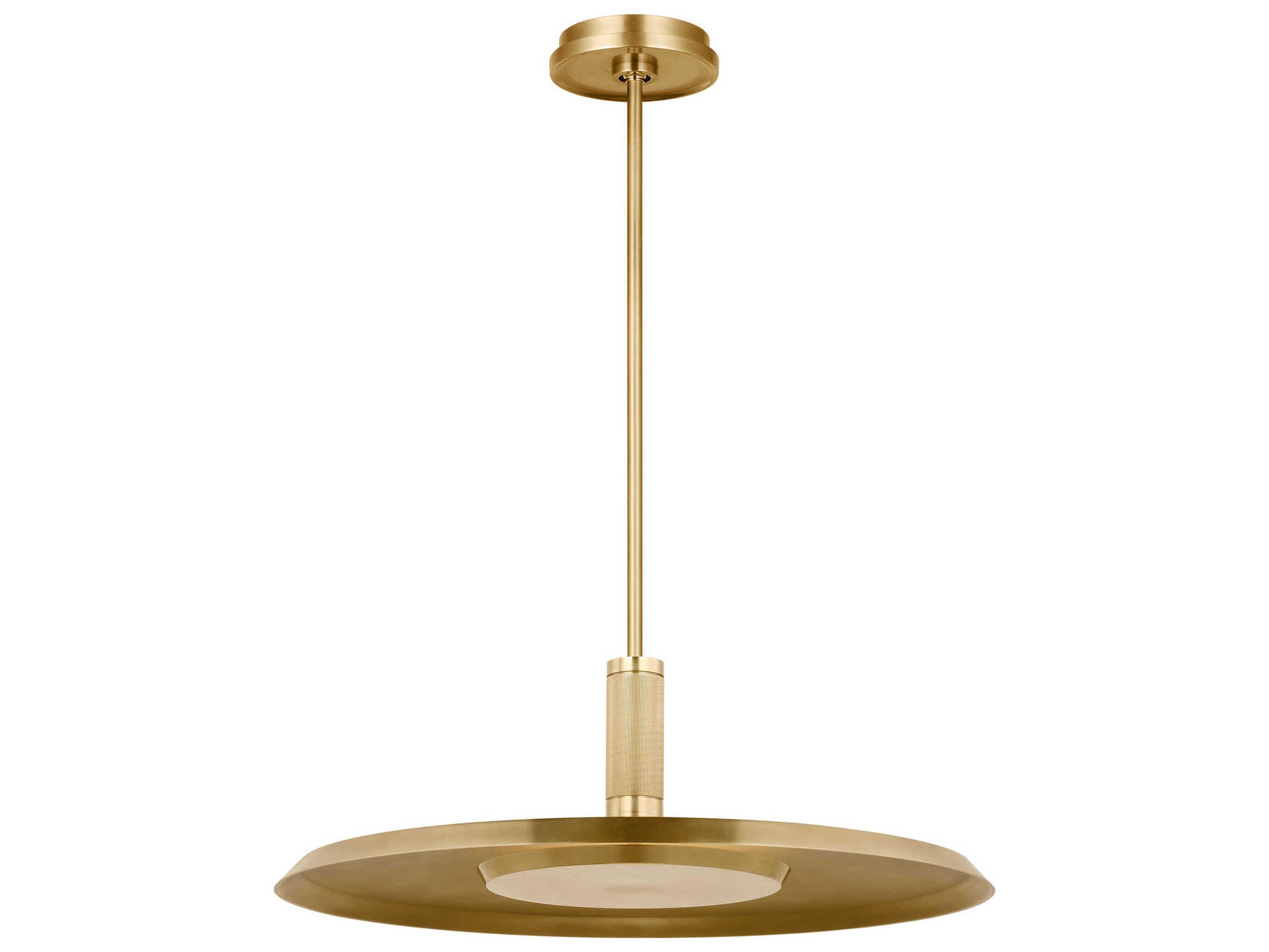 Visual Comfort Modern Saucer 1-Light Natural Brass Round Pendant