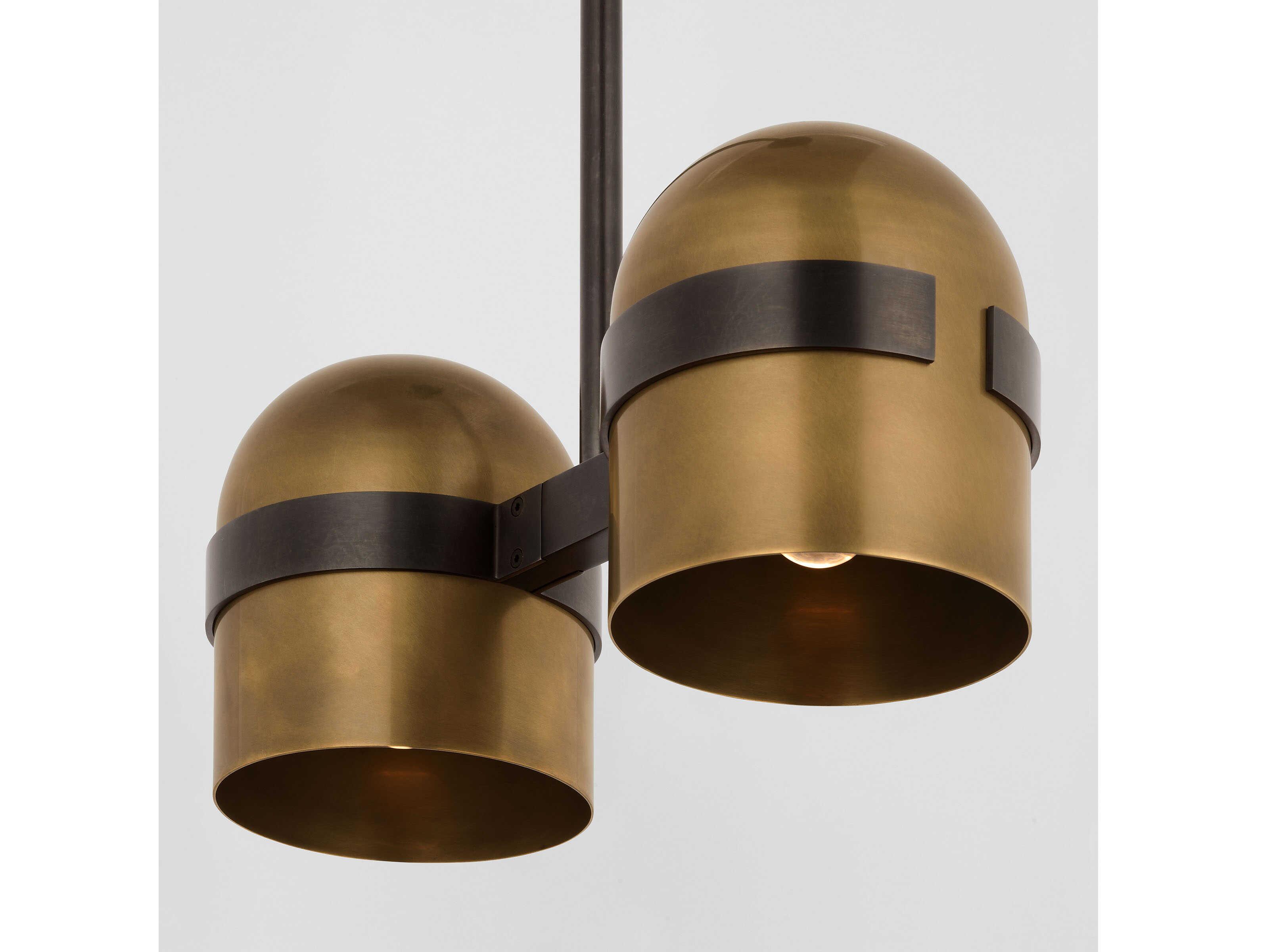 Visual Comfort Modern Octavia 2-Light Blackened Bronze bright Worn Brass Dome Pendant