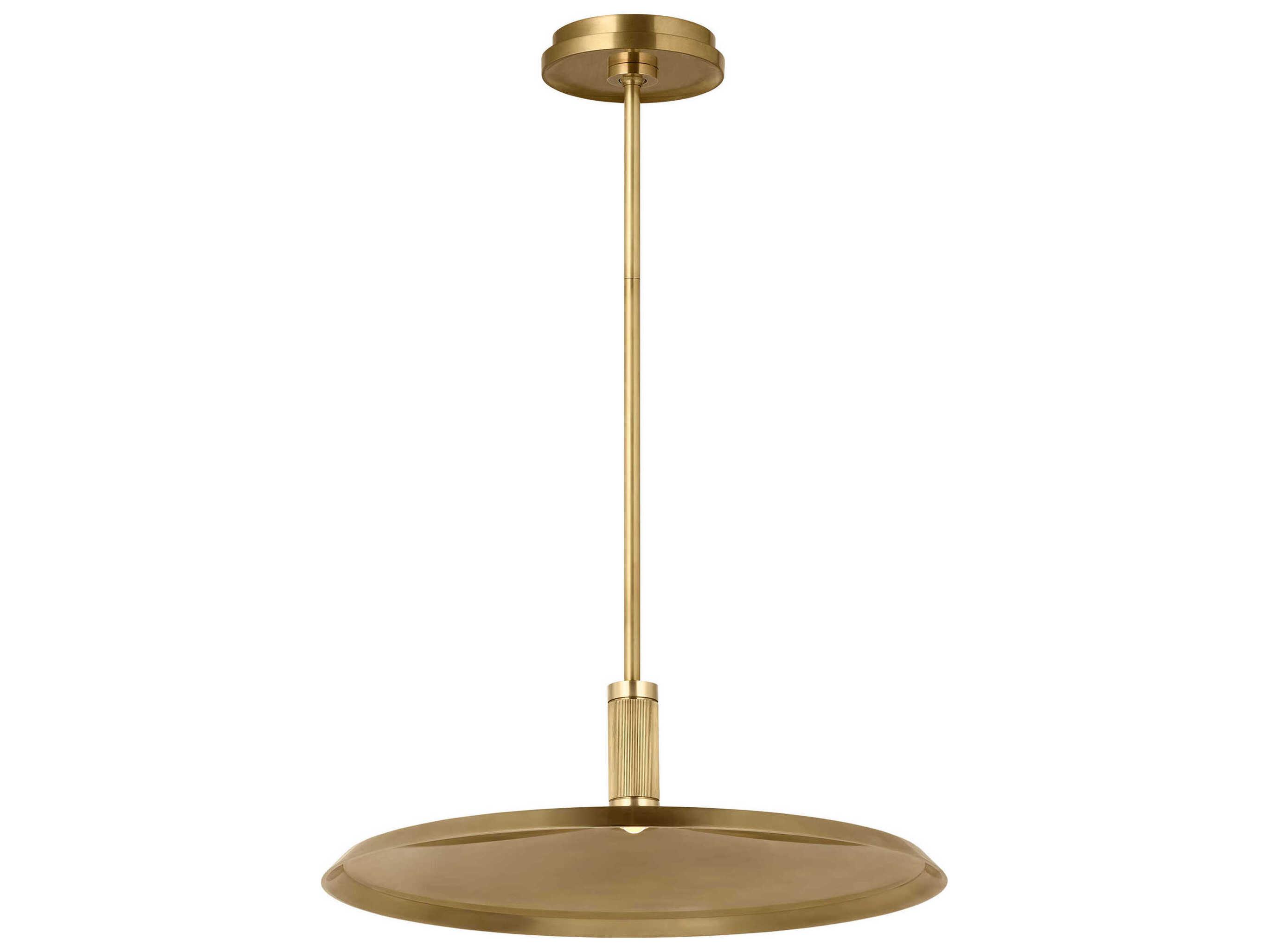 Visual Comfort Modern Saucer 1-Light Hand Rubbed Antique Brass Round Pendant