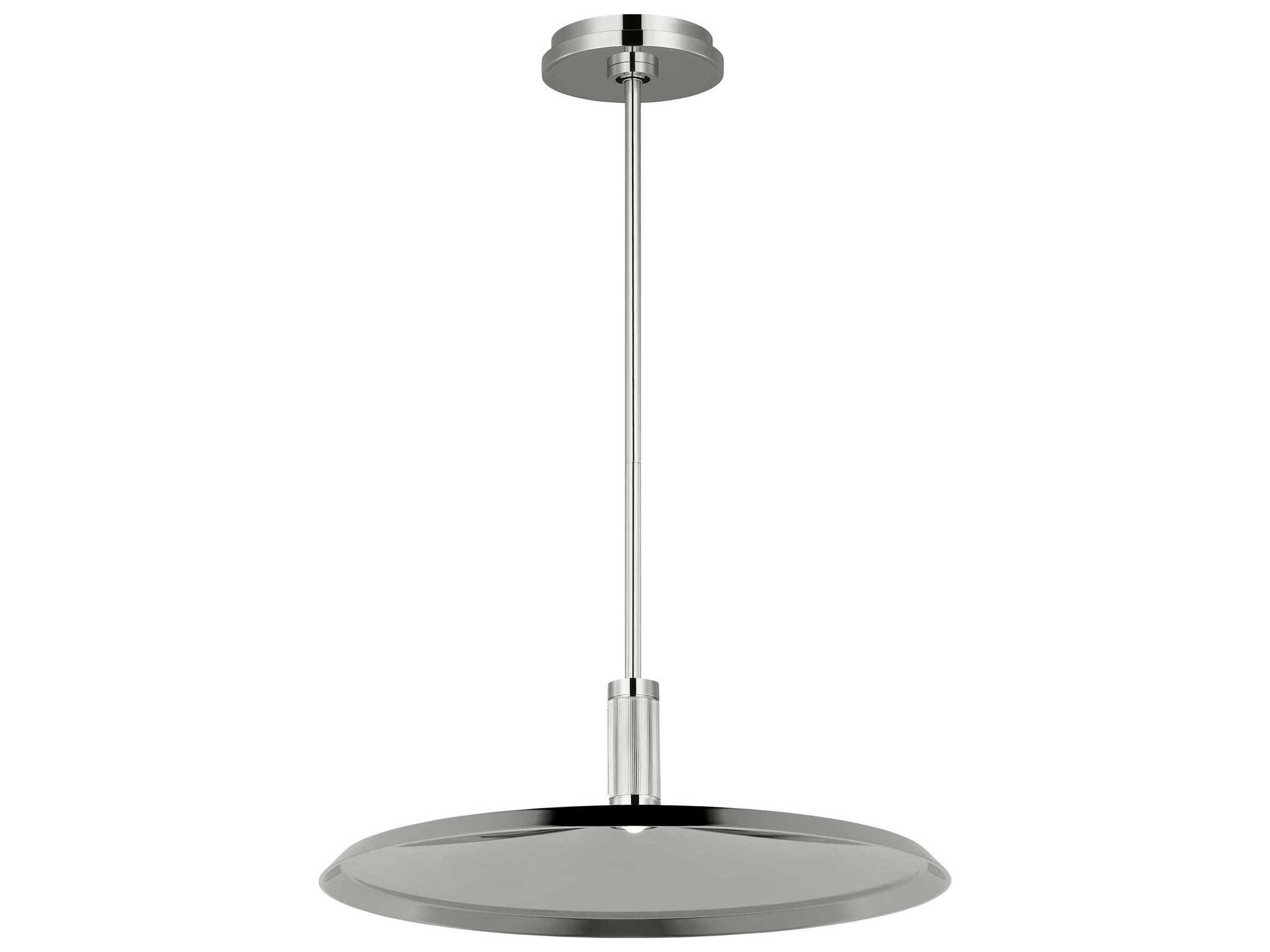 Visual Comfort Modern Saucer 1-Light Polished Nickel Round Pendant