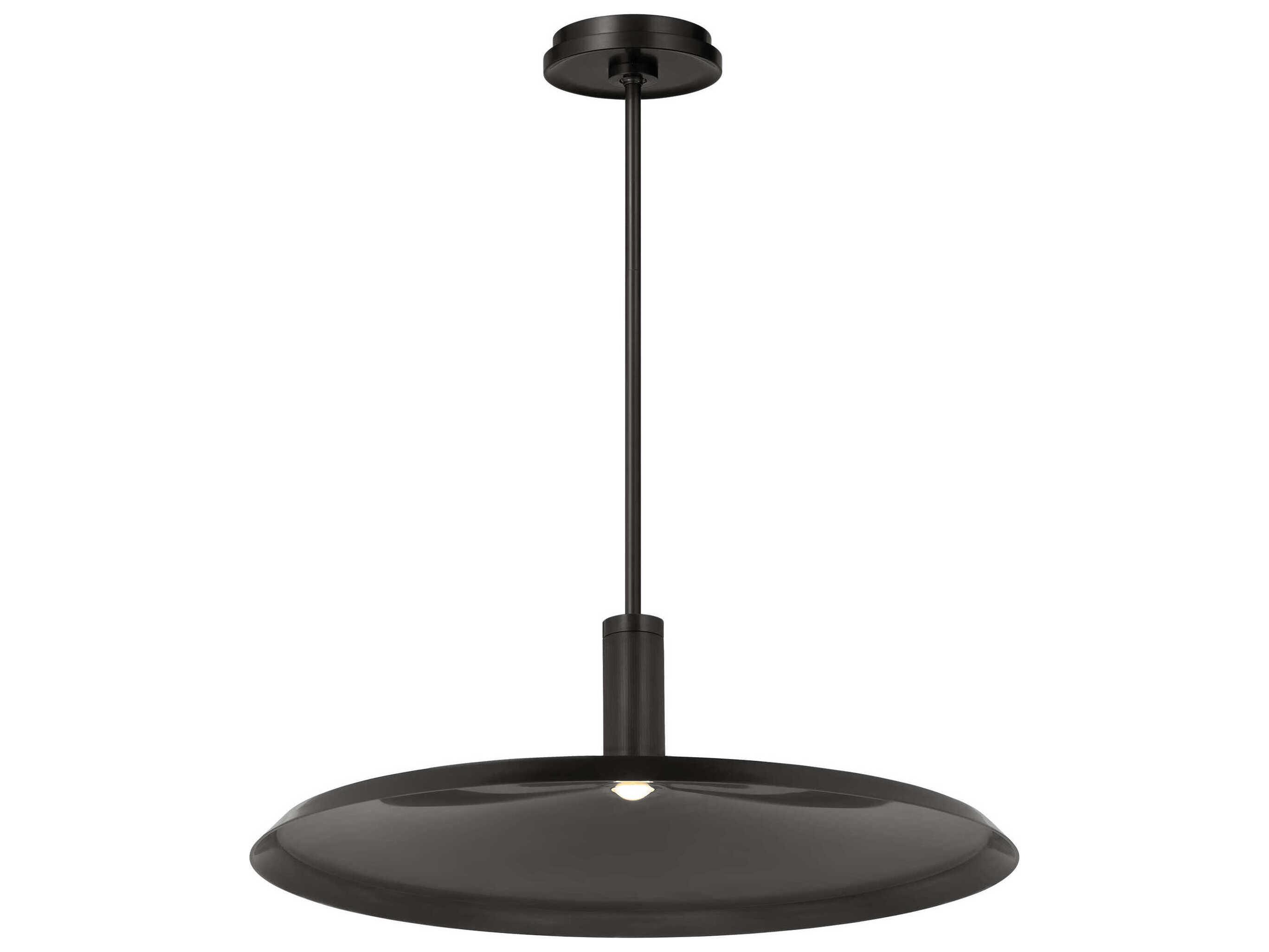 Visual Comfort Modern Saucer 1-Light Bronze And Darkened Brass Round Pendant